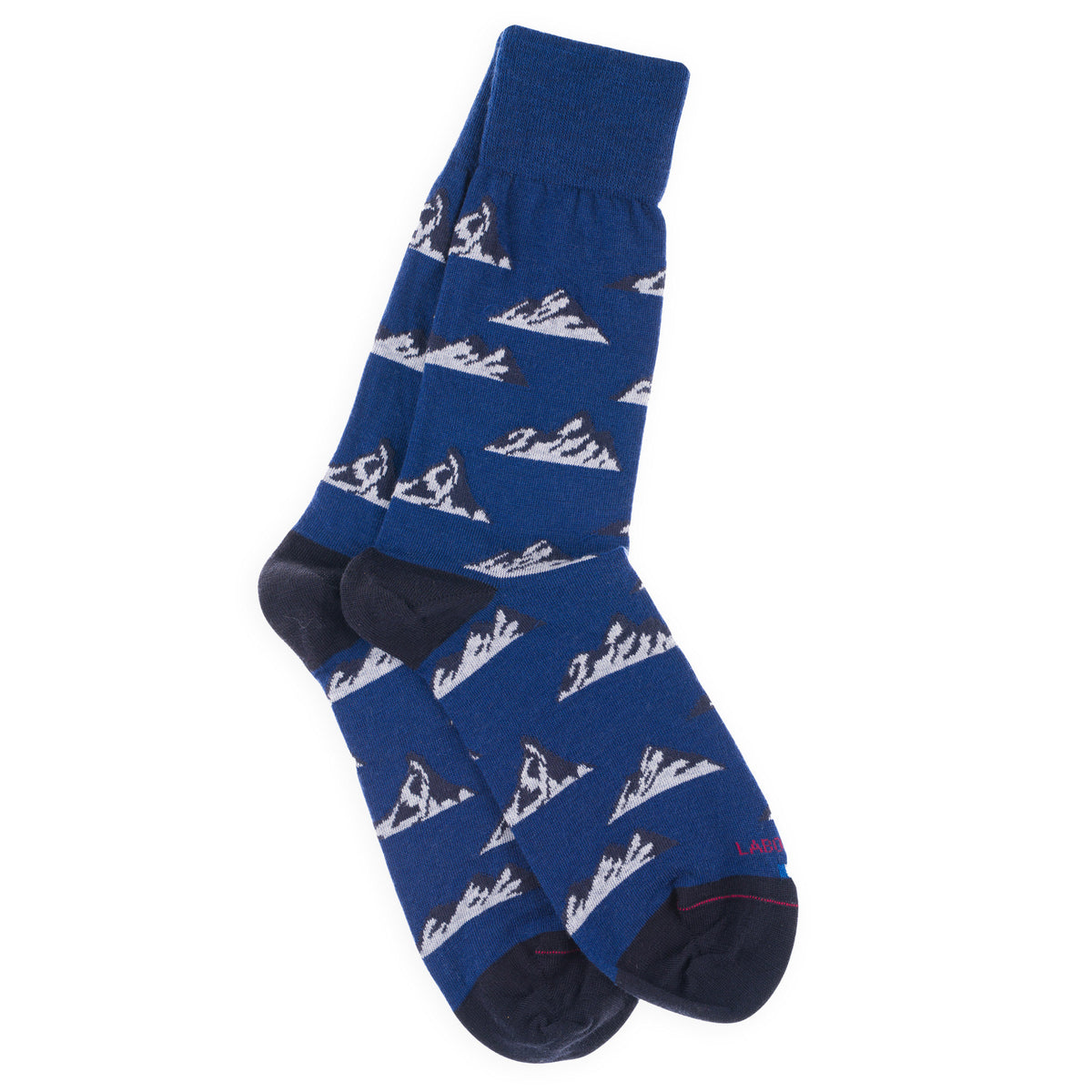Chaussettes en laine mérinos bleu pervenche montagnes