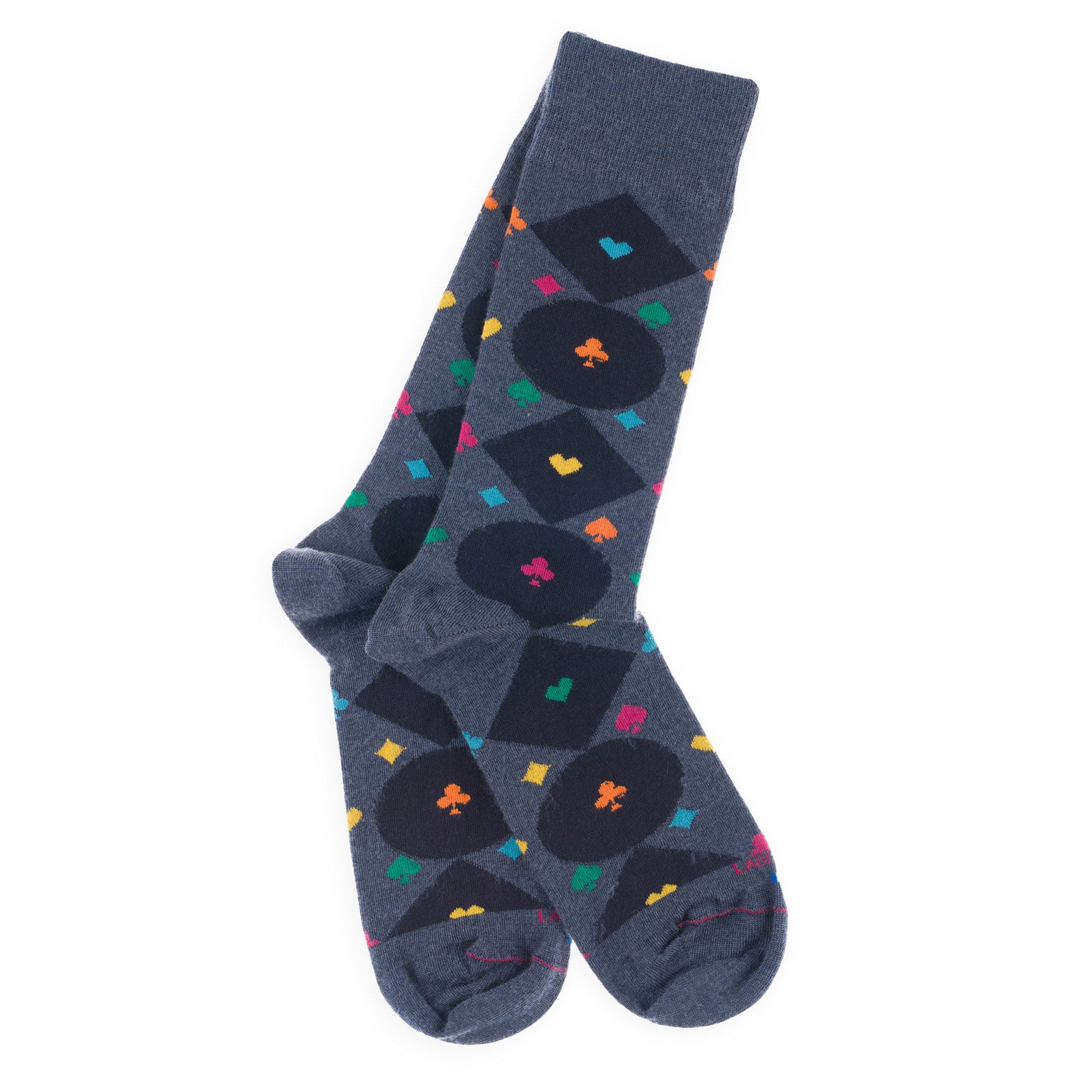 Chaussettes en laine mérinos Bleu - Motifs signes cartes