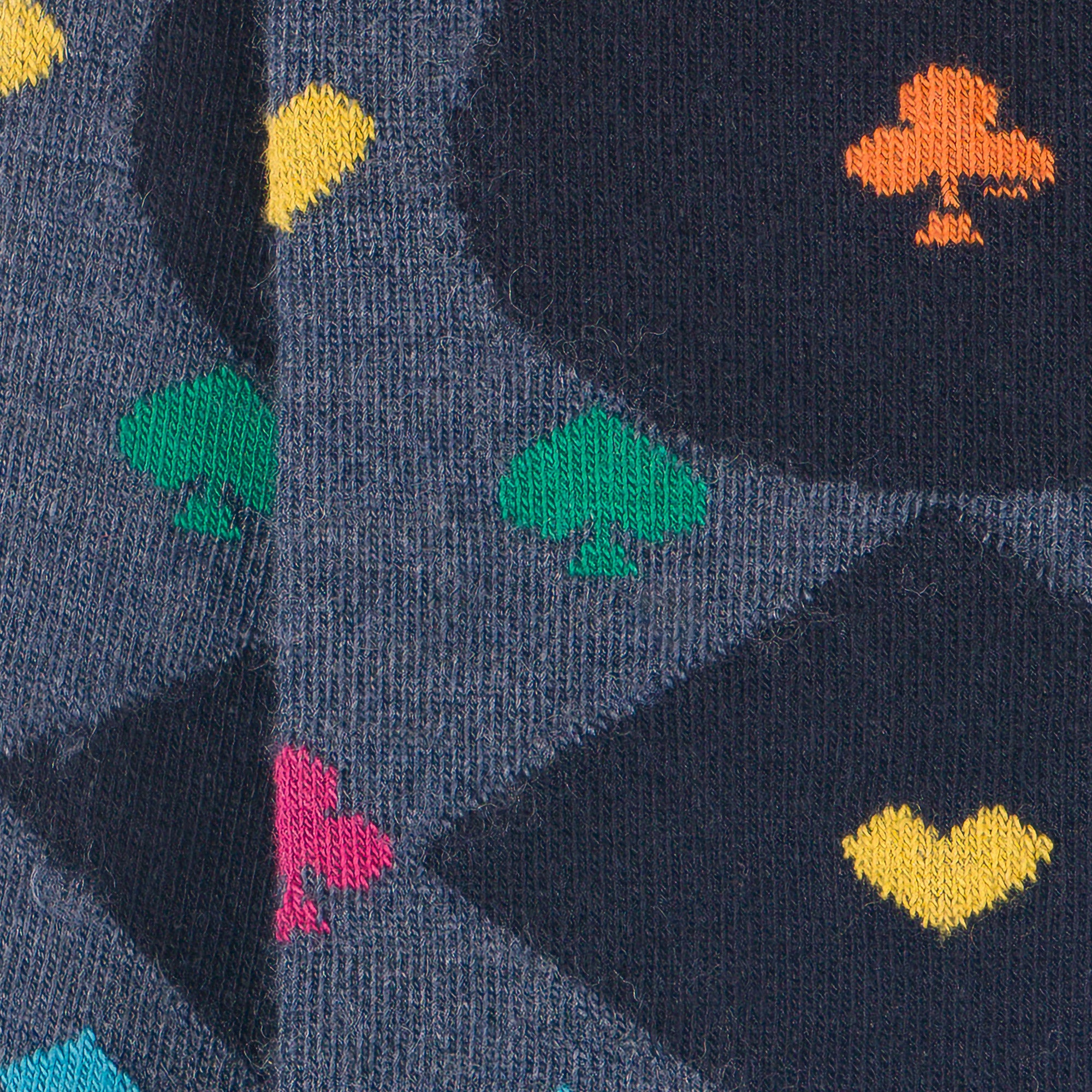 Chaussettes en laine mérinos Bleu - Motifs signes cartes