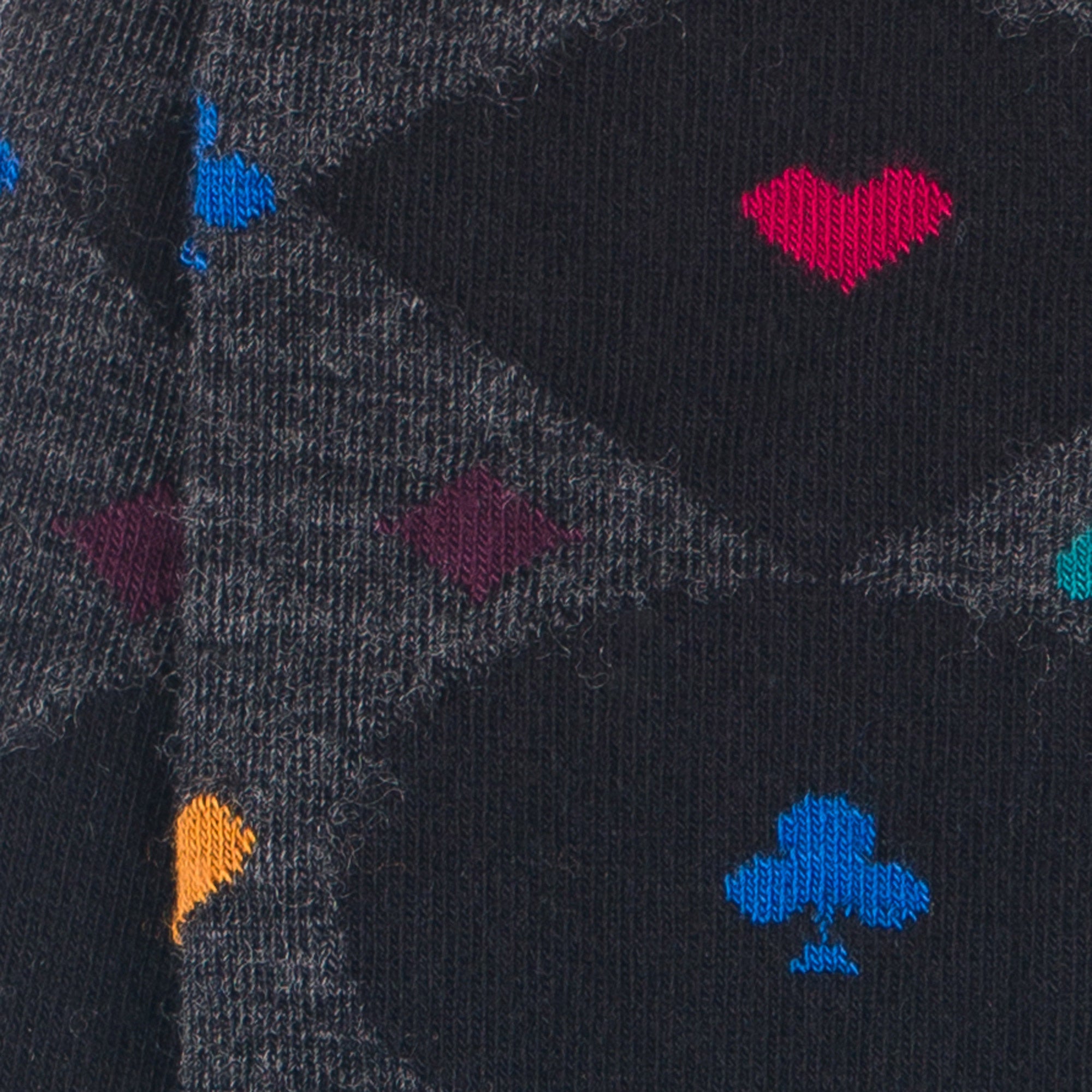 Chaussettes en laine mérinos Anthracite - Motifs signes cartes