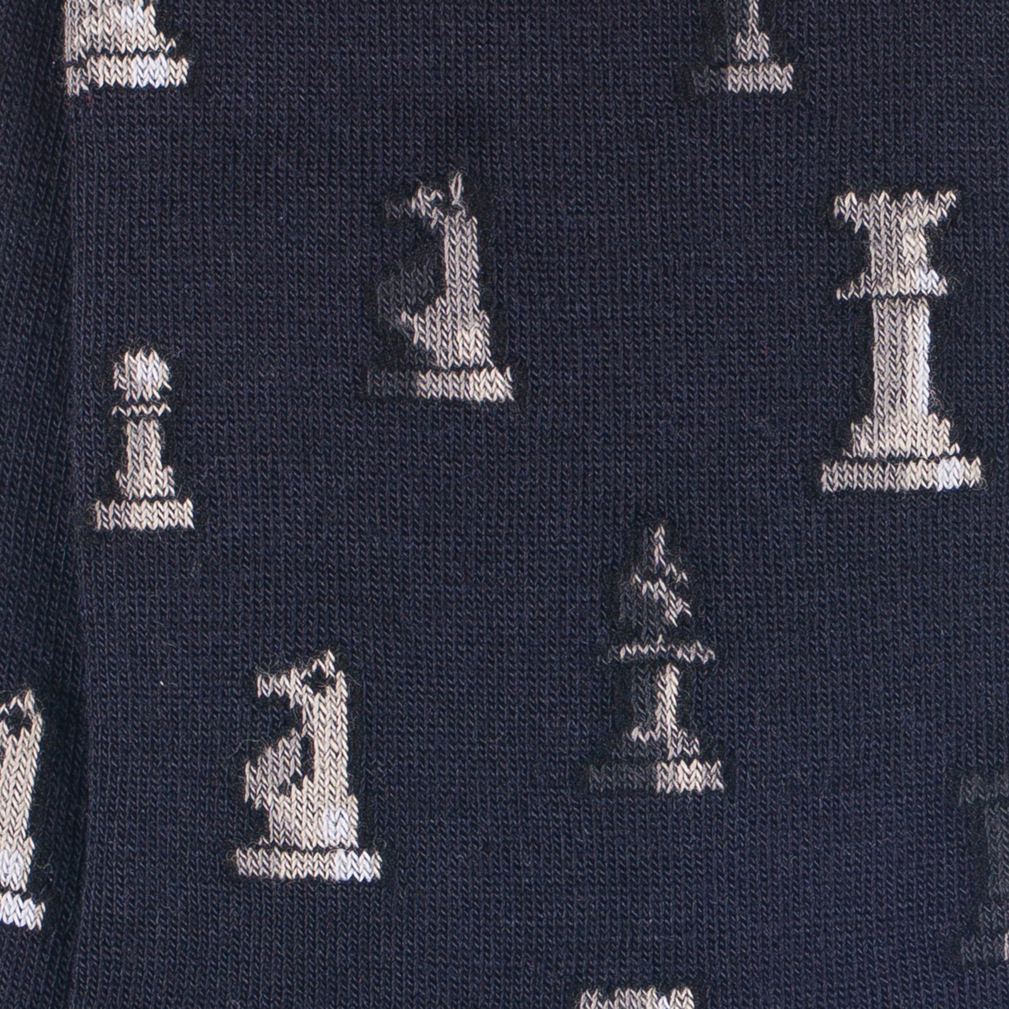 Chaussettes en laine mérinos Marine - Motifs échecs