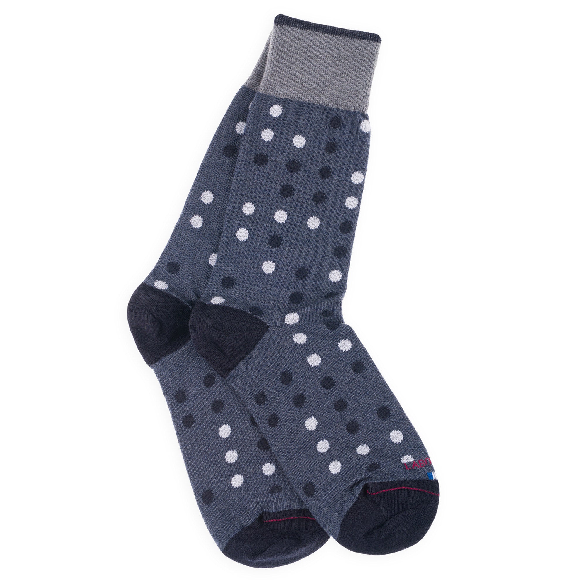 Chaussettes en laine mérinos Bleu - Motifs pois dominos