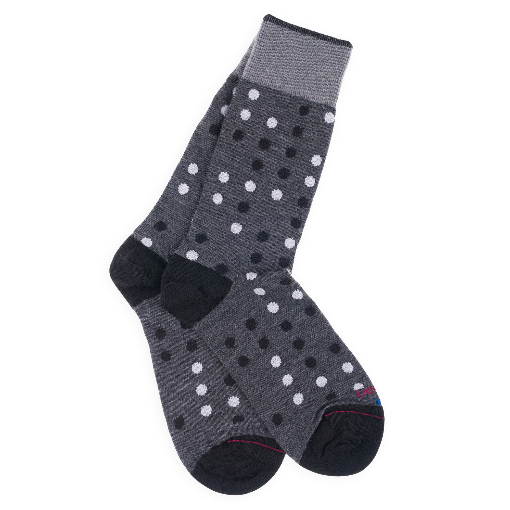 Chaussettes en laine mérinos Anthracite - Motifs pois dominos
