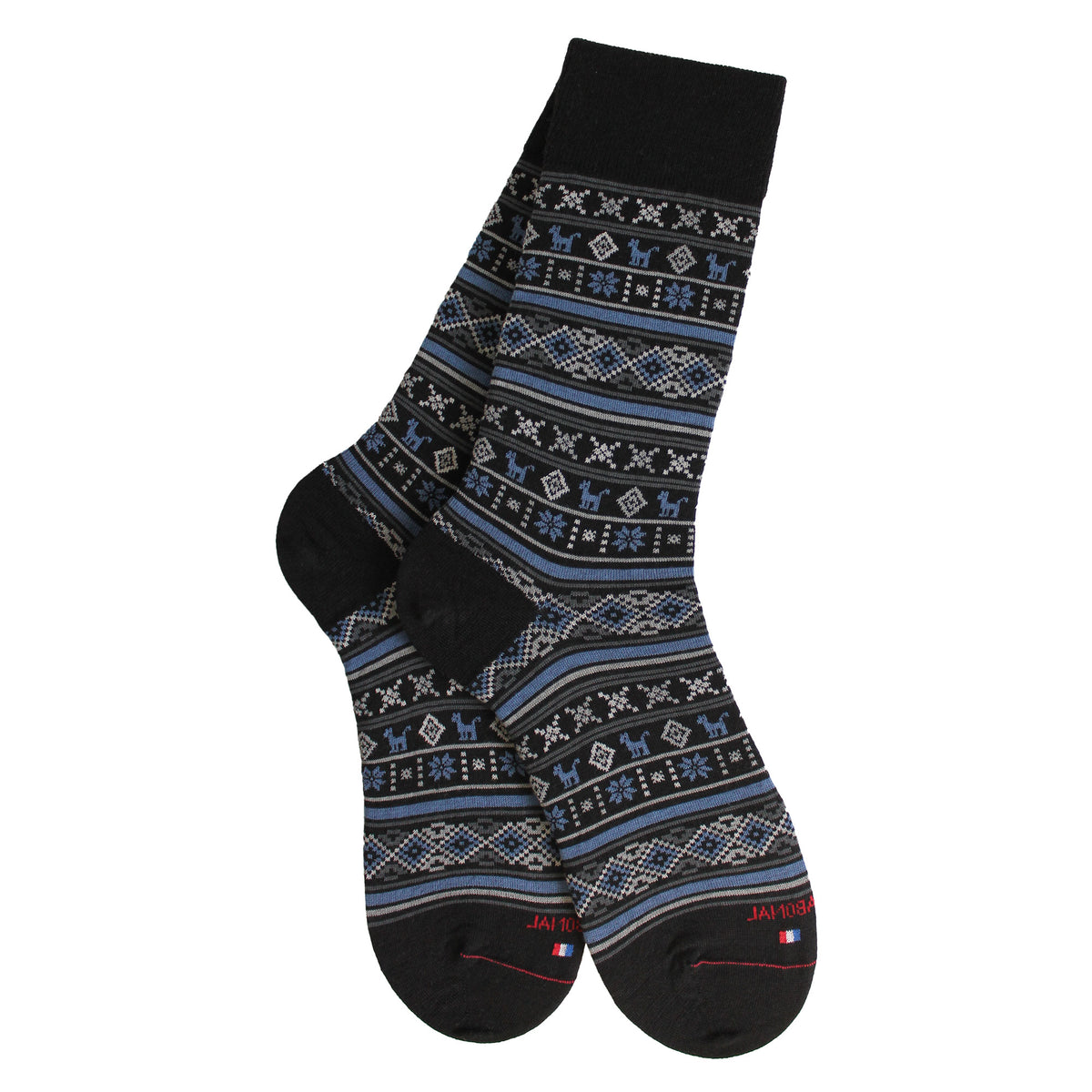 Chaussettes laine noir motif norvegien