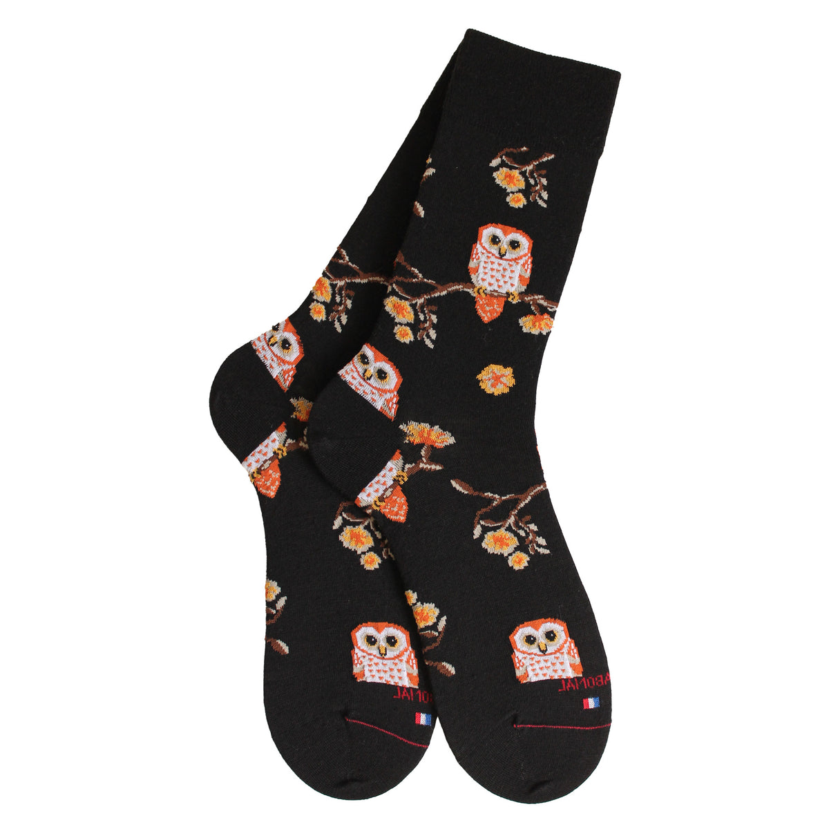 Chaussettes laine noir chouettes