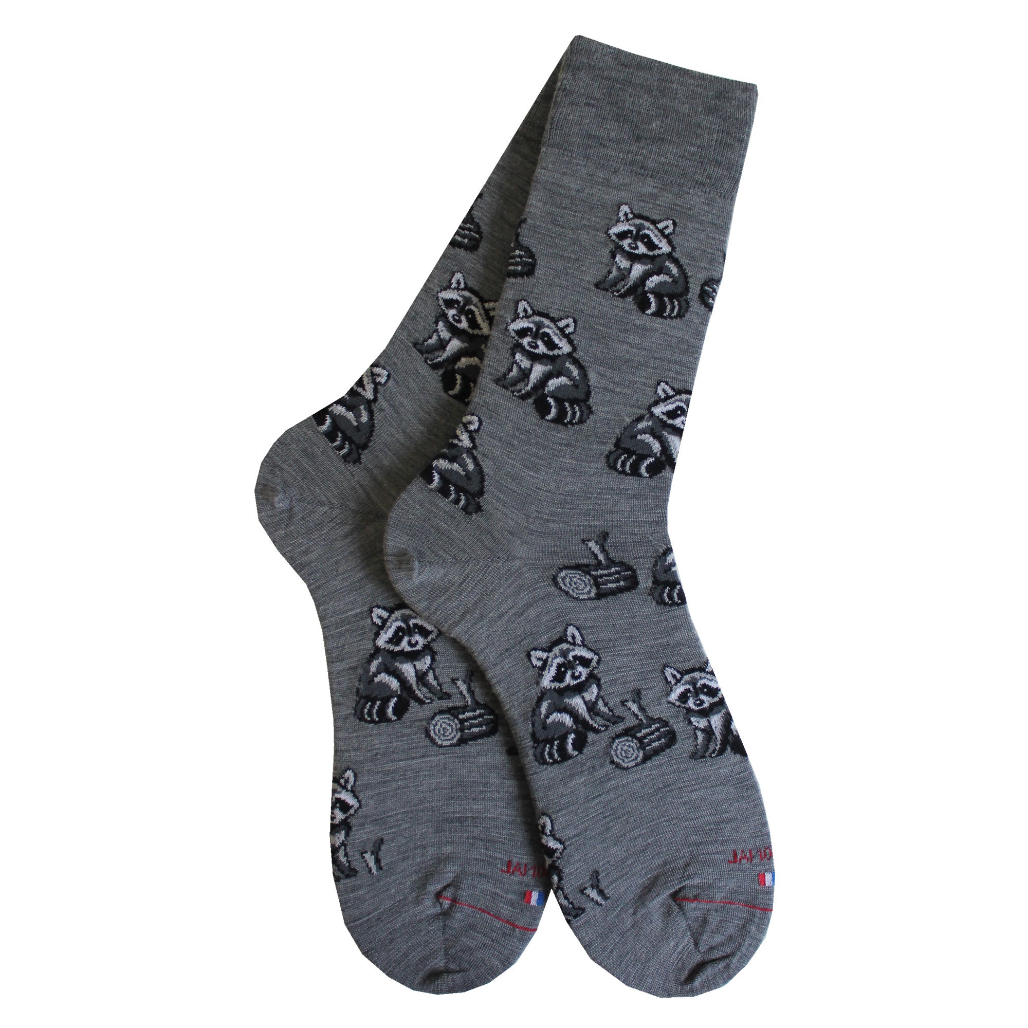 Chaussettes laine gris ratons laveurs