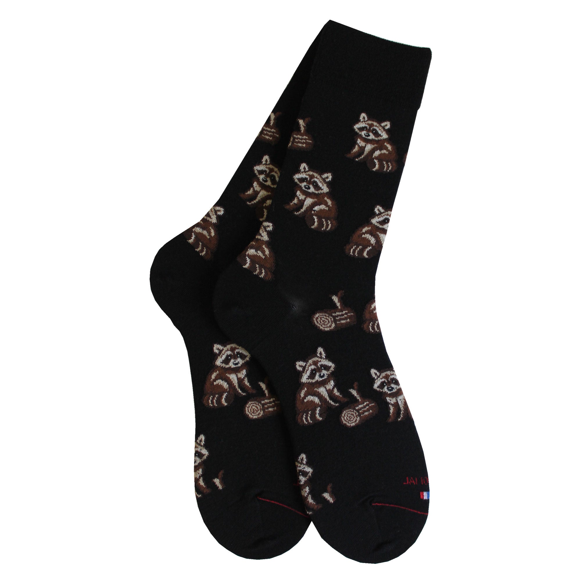 Chaussettes laine noir ratons laveurs