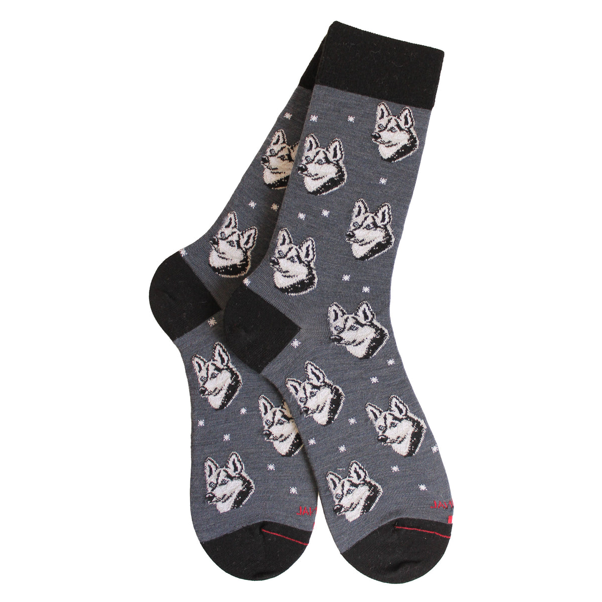 Chaussettes laine gris motif huskys