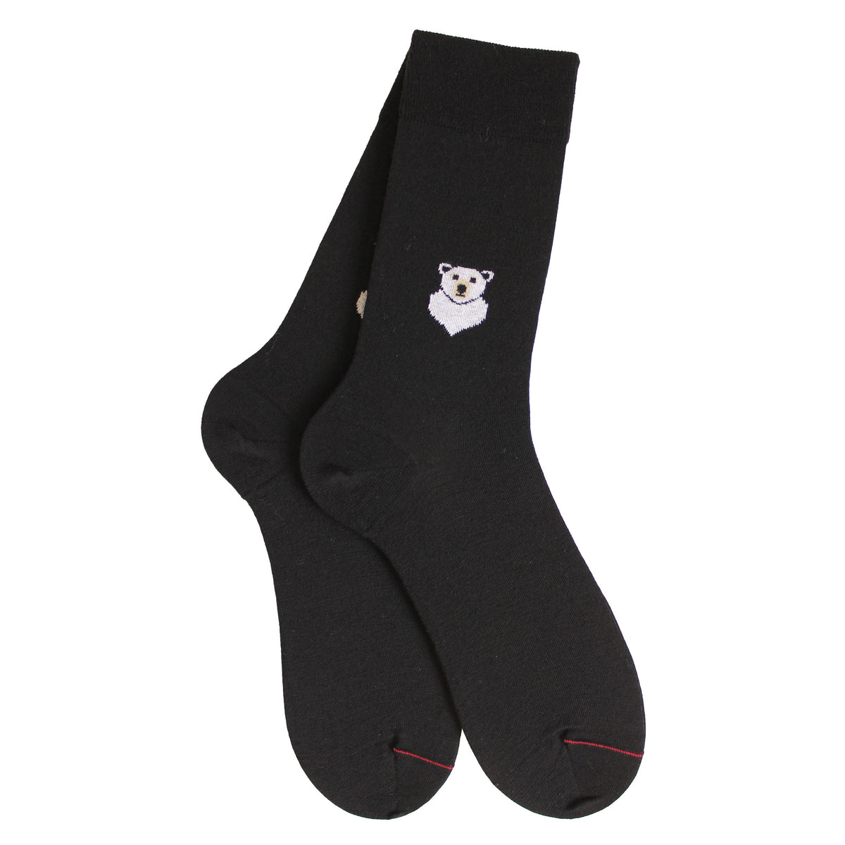 Chaussettes laine noir motif ours