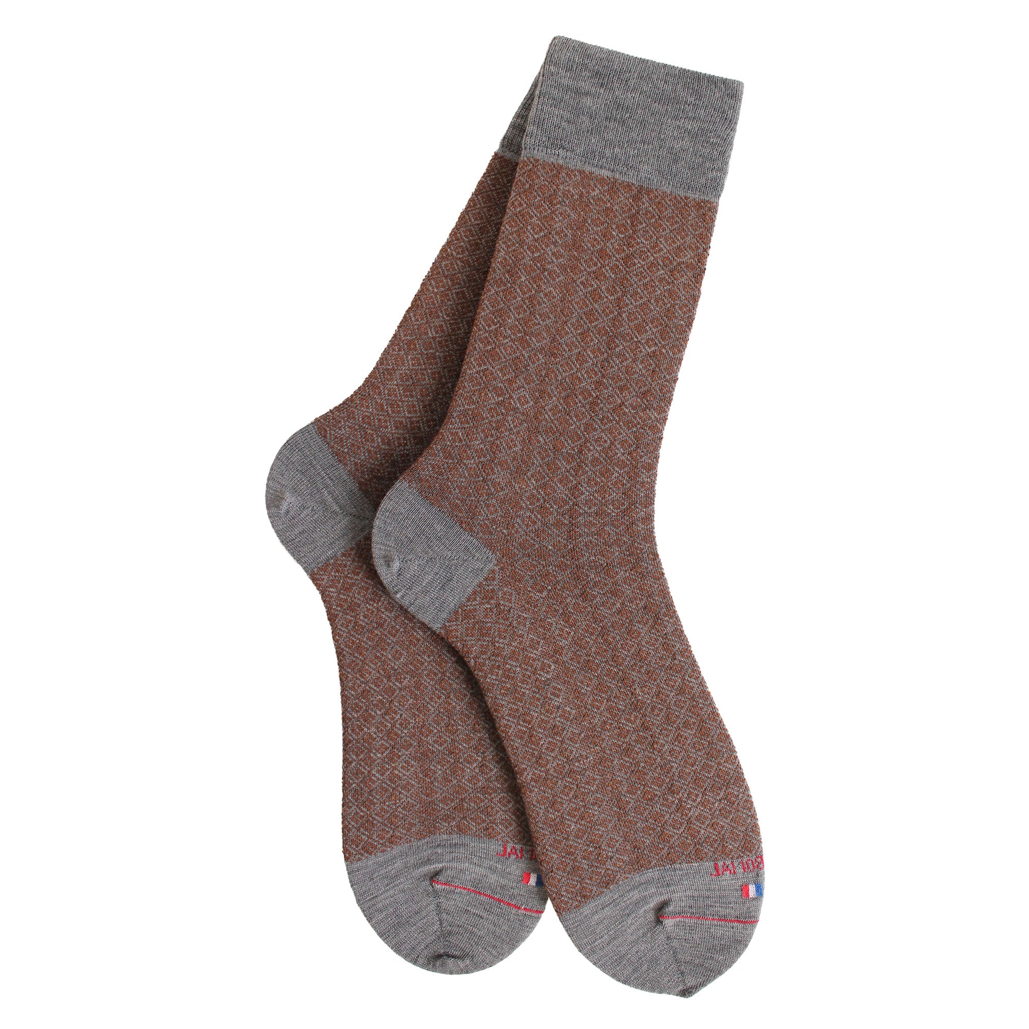 Chaussettes laine gris motif losanges