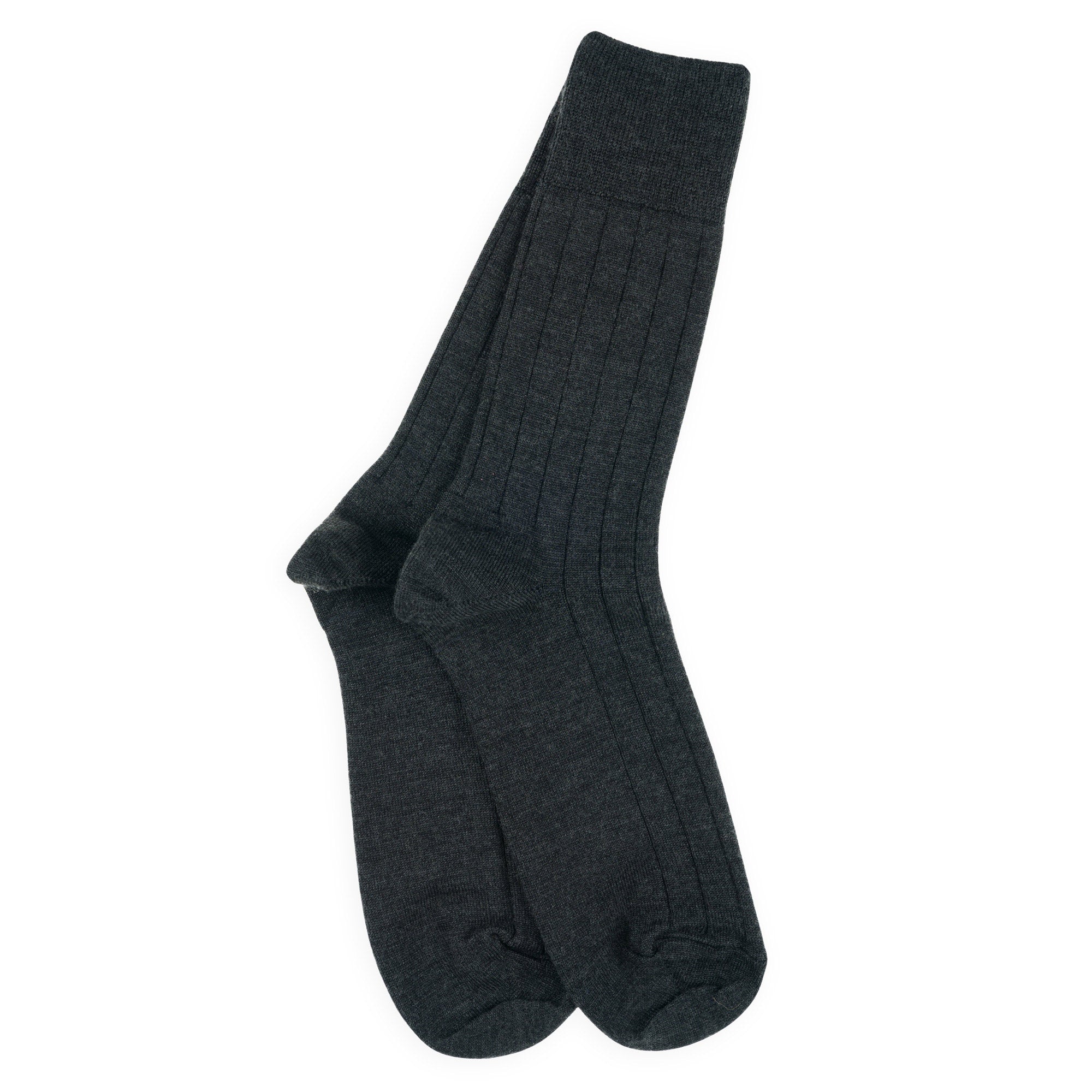 Chaussettes en laine et soie Gris - Unies à Côtes