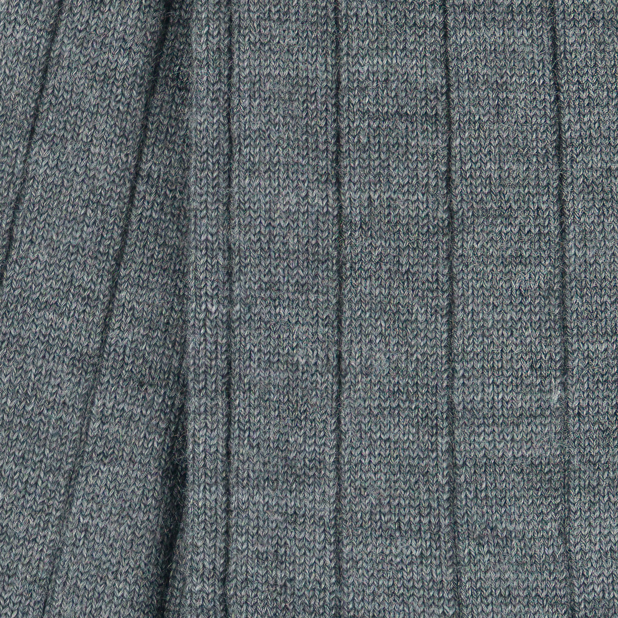 Chaussettes en laine et soie Gris moyen - Unies à Côtes