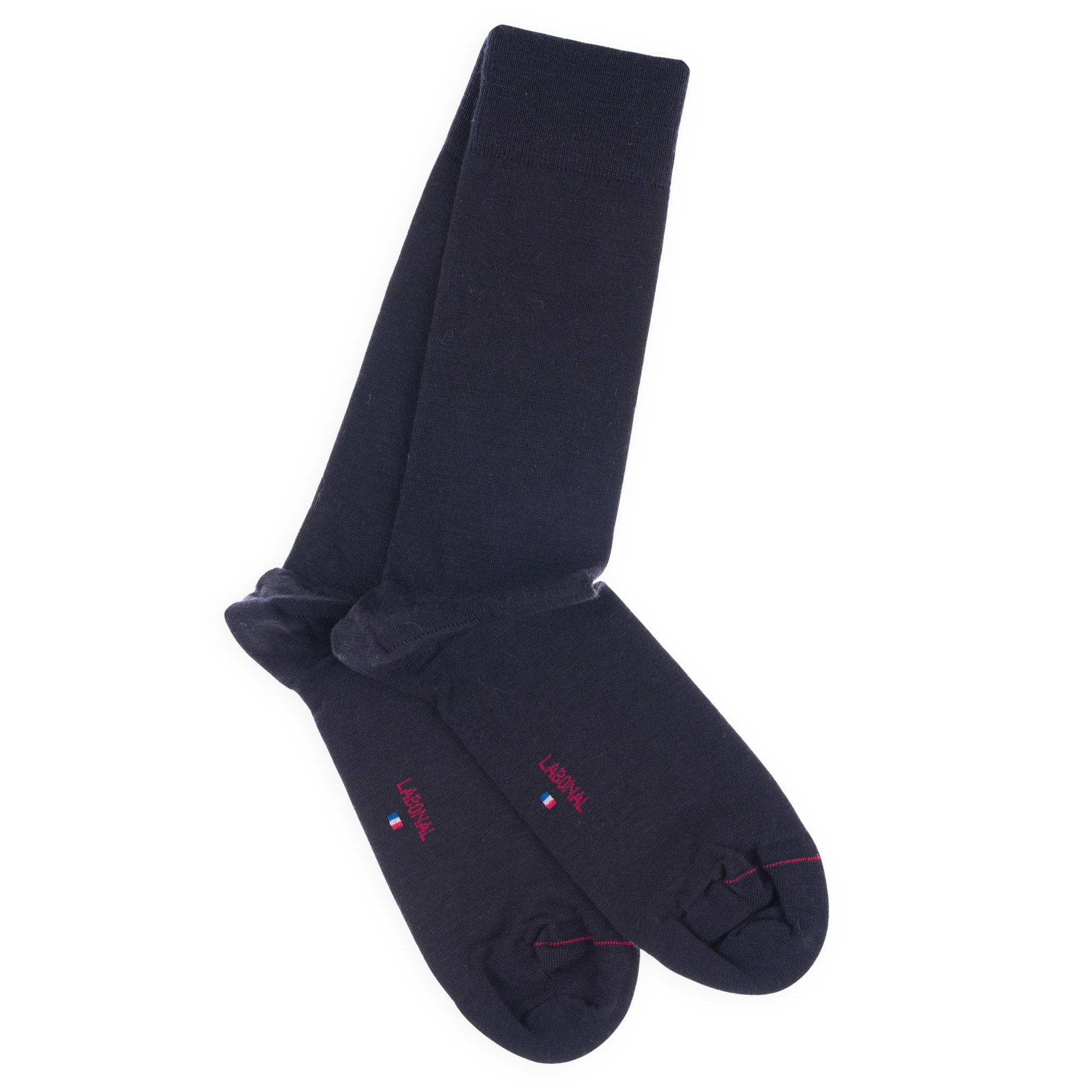 Chaussettes Unies jersey laine mérinos et intérieur coton Marine