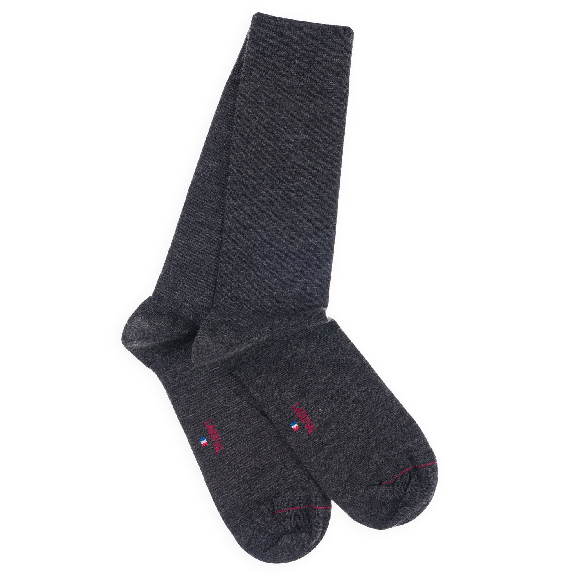 Chaussettes Unies jersey laine mérinos et intérieur coton Anthracite