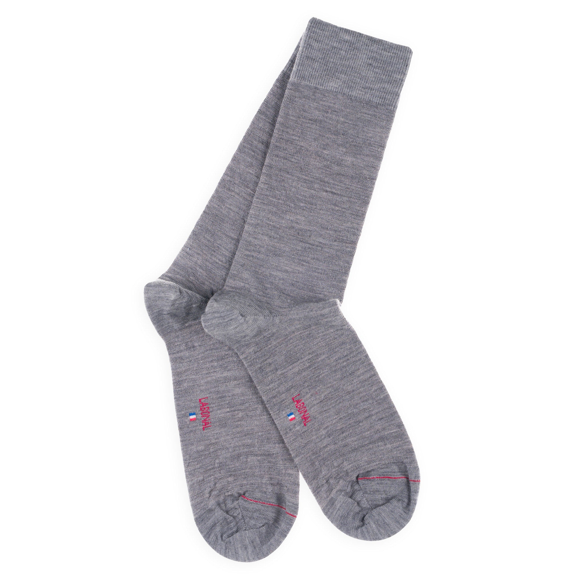 Chaussettes Unies jersey laine mérinos et intérieur coton Gris Fer