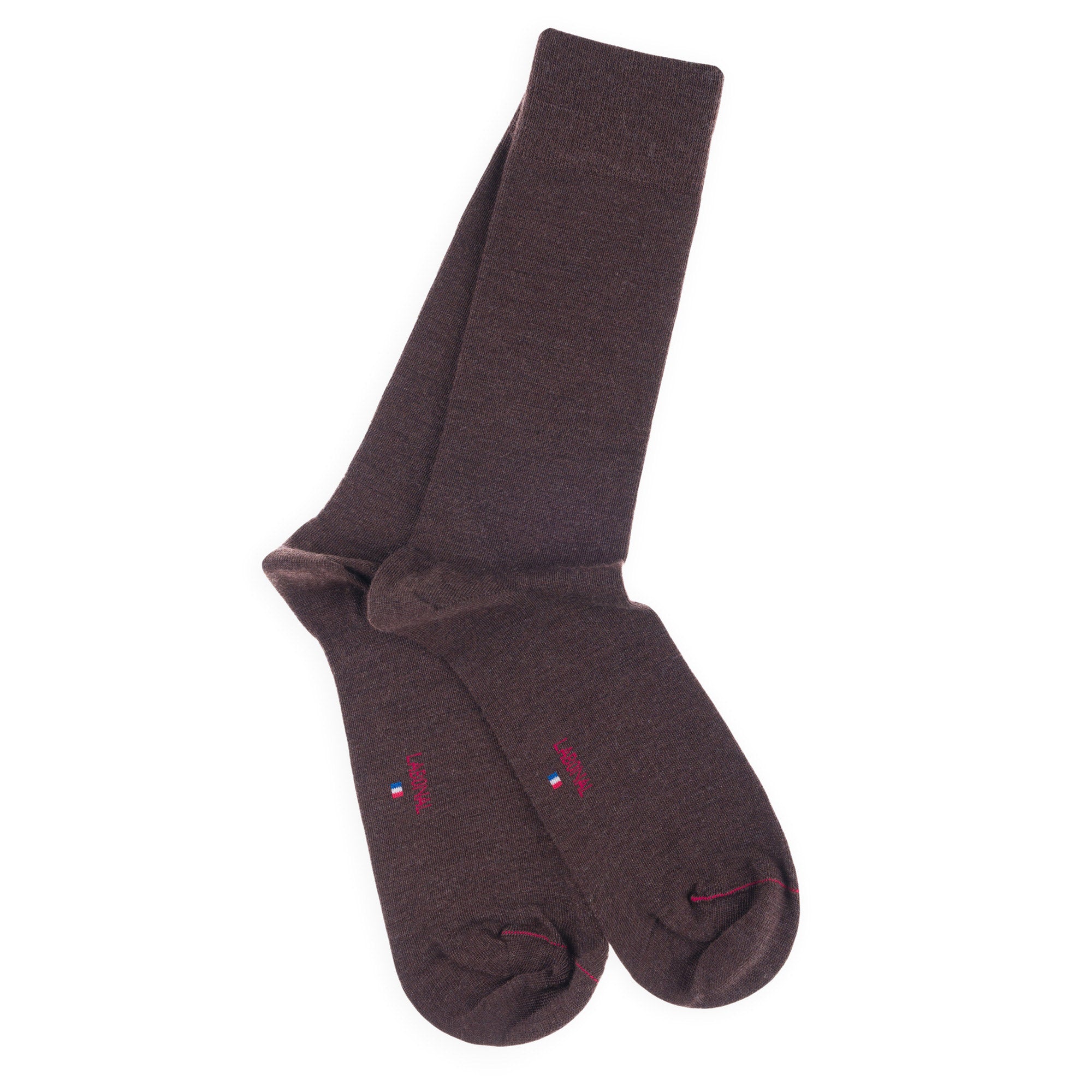 Chaussettes Unies jersey laine mérinos et intérieur coton Brun