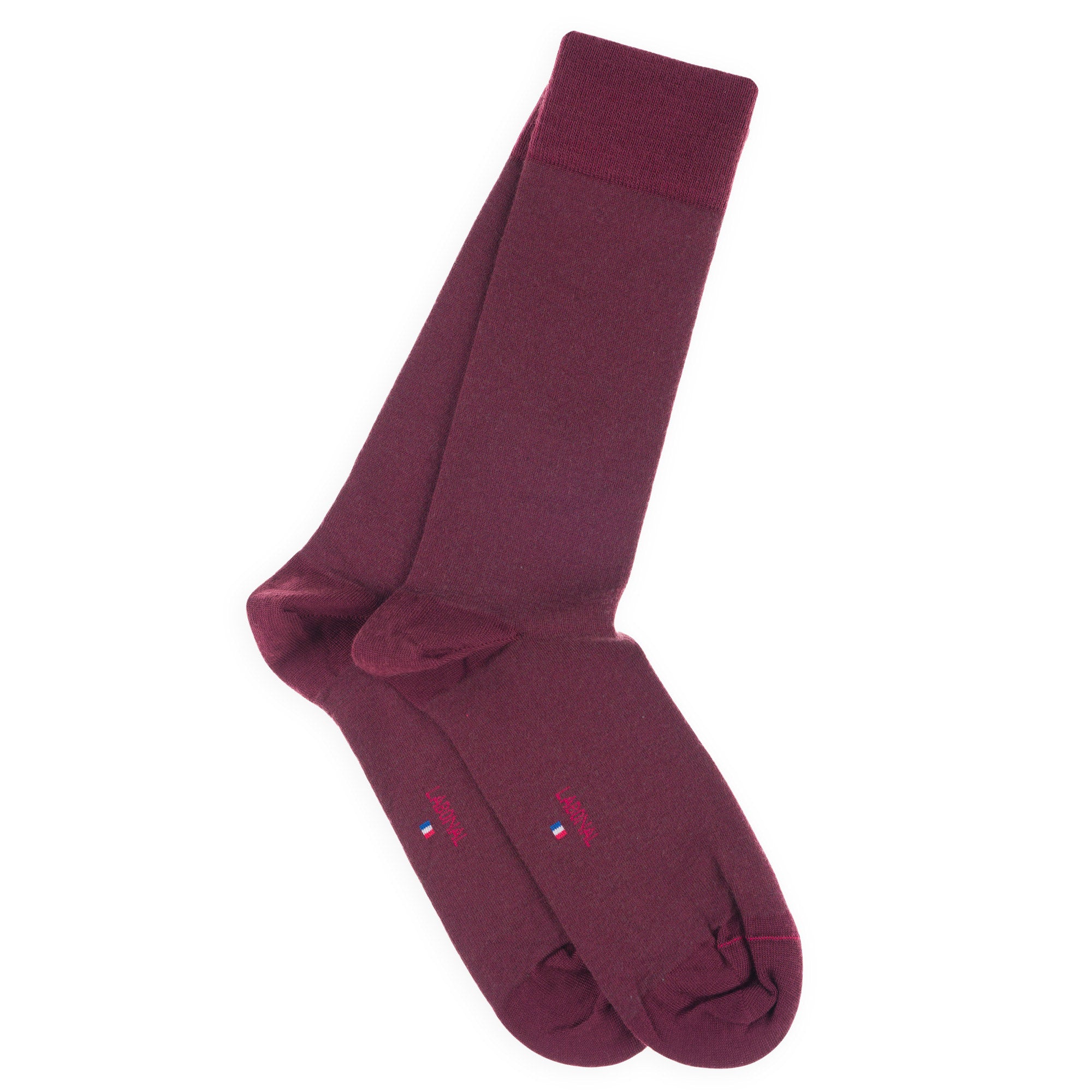 Chaussettes Unies jersey laine mérinos et intérieur coton Bordeaux