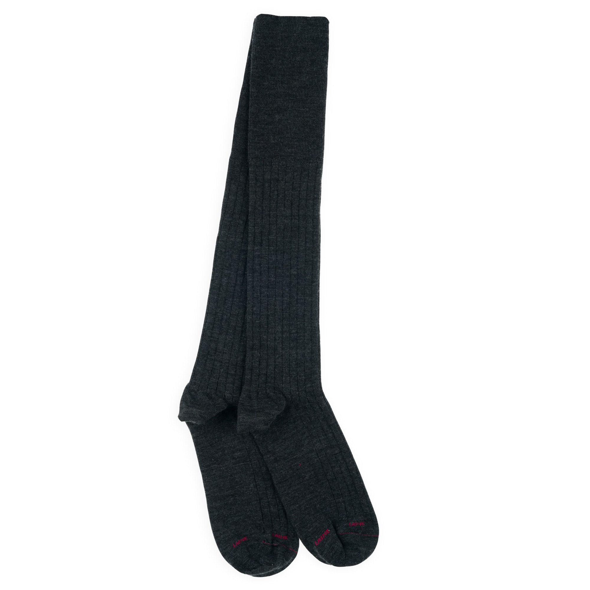 Chausssettes hautes en laine mérinos Anthracite - À Côtes