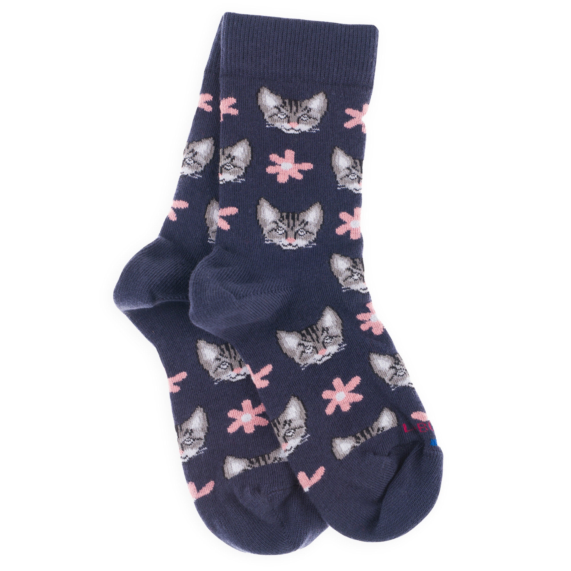 Chaussettes en coton Marine - Motifs têtes de chats