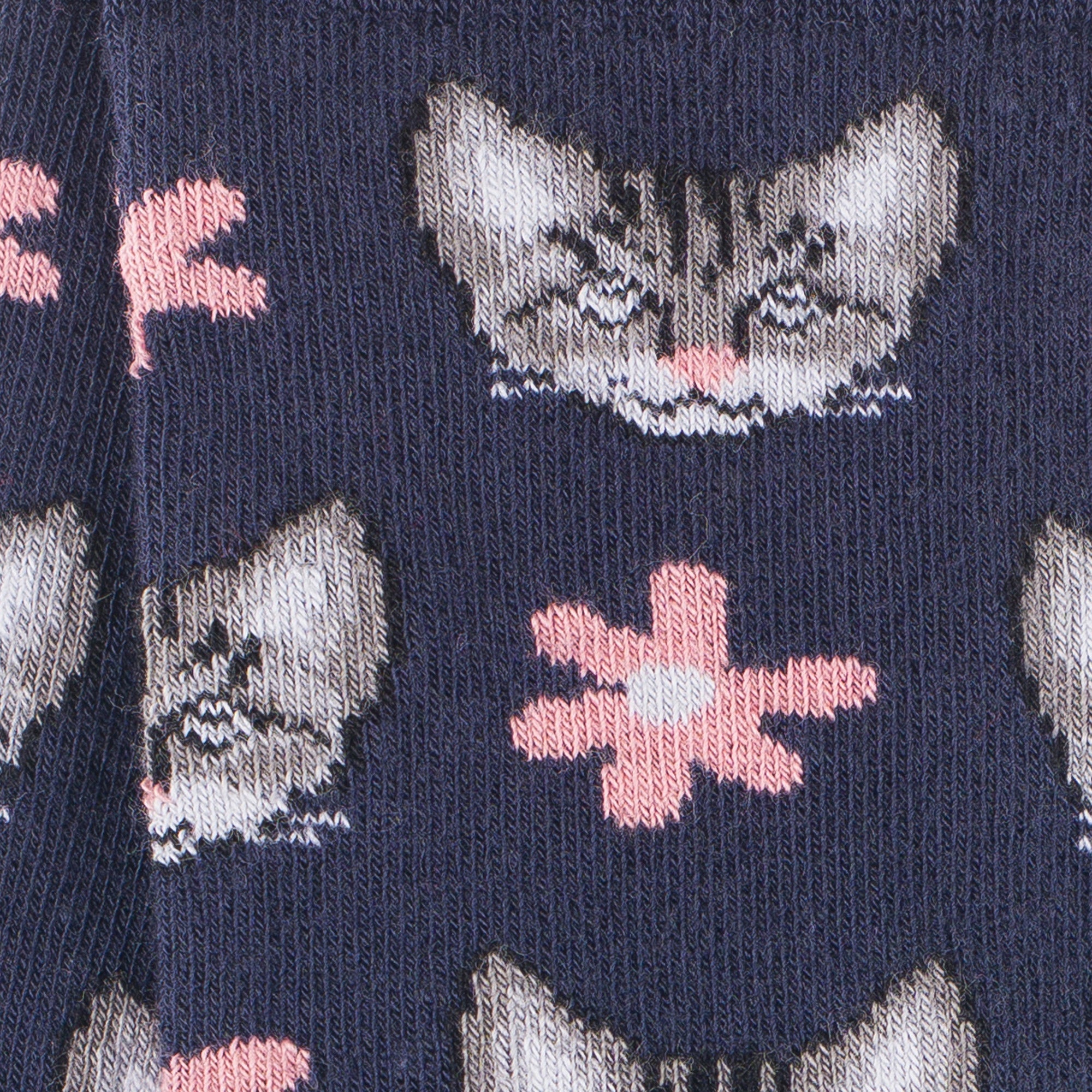 Chaussettes en coton Marine - Motifs têtes de chats