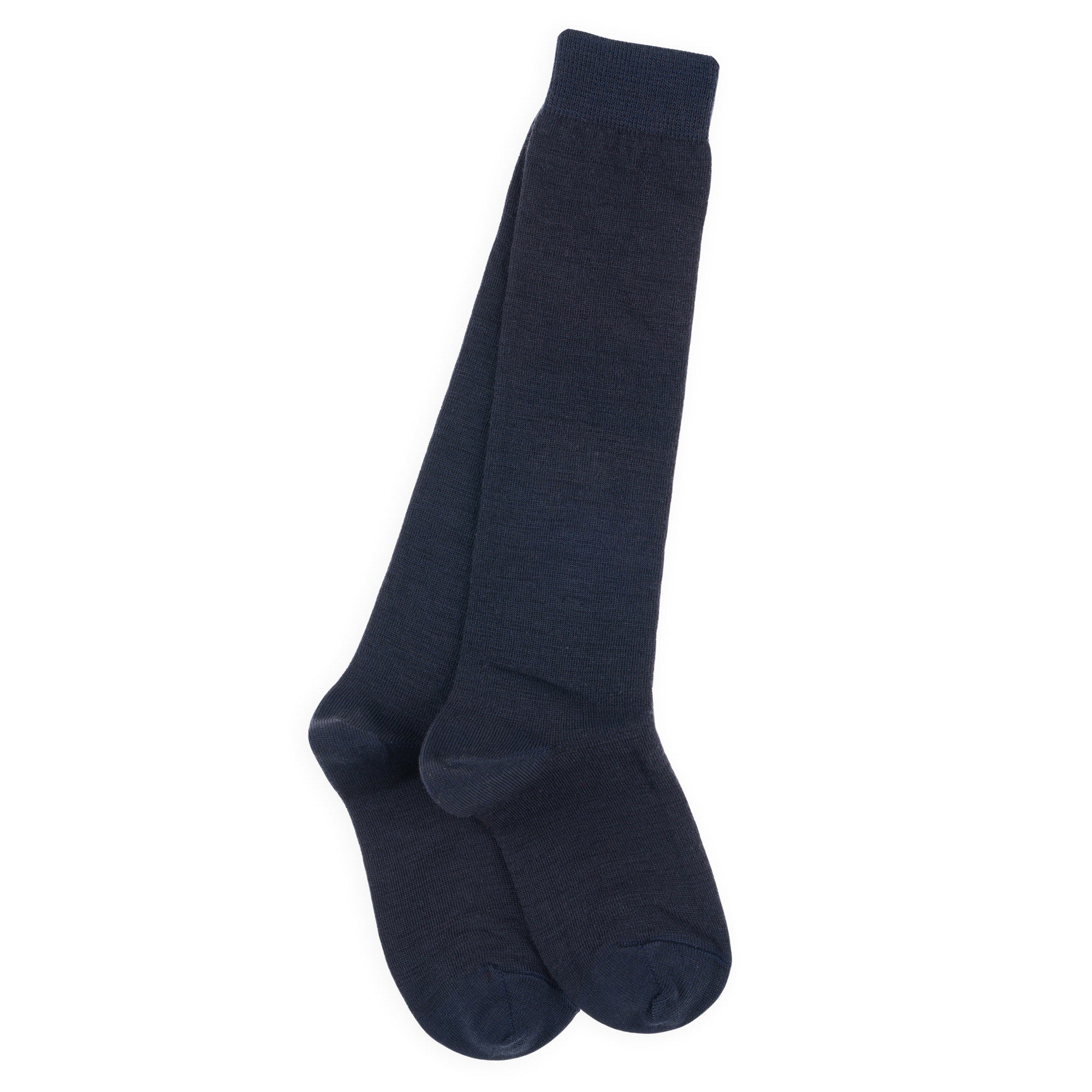 Chaussettes hautes laine mérinos et intérieur coton Marine