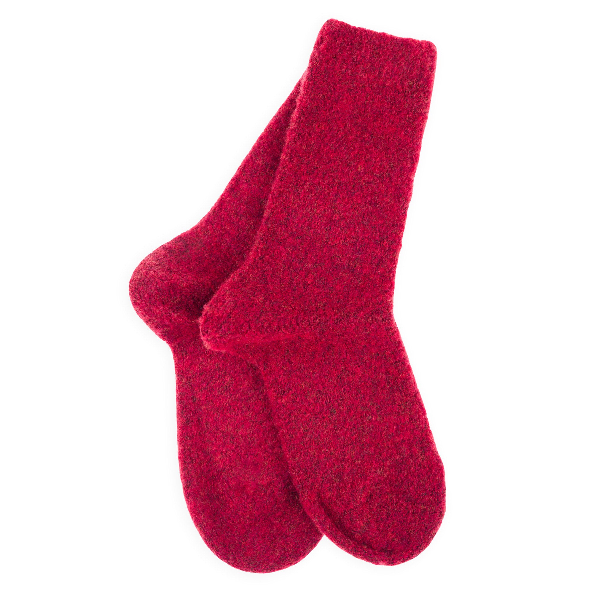 Chaussettes en laine mérinos Rouge - Bouclette polaire