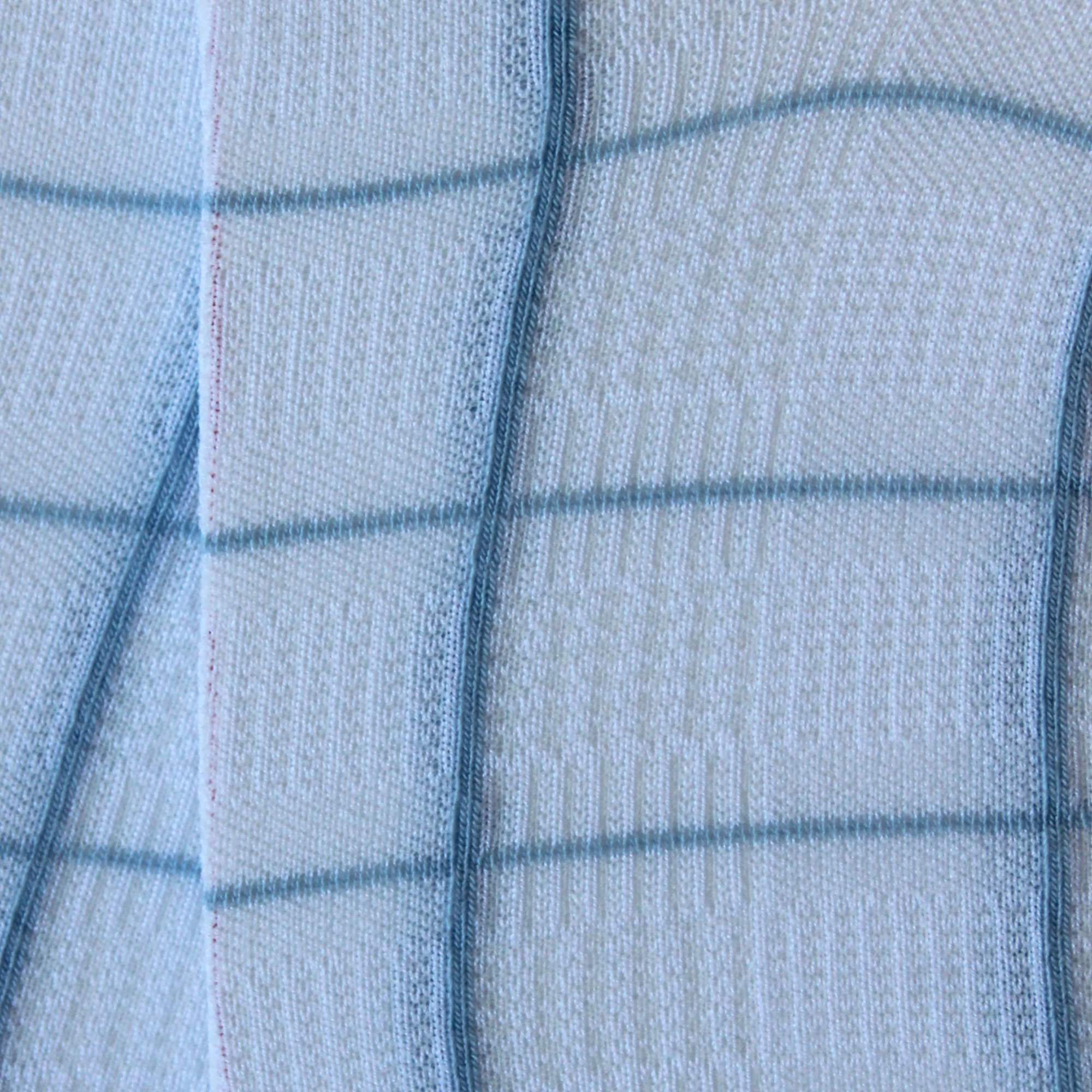 Mini-socquettes en fil d'écosse ajourées Blanc & Bleu - Carreaux