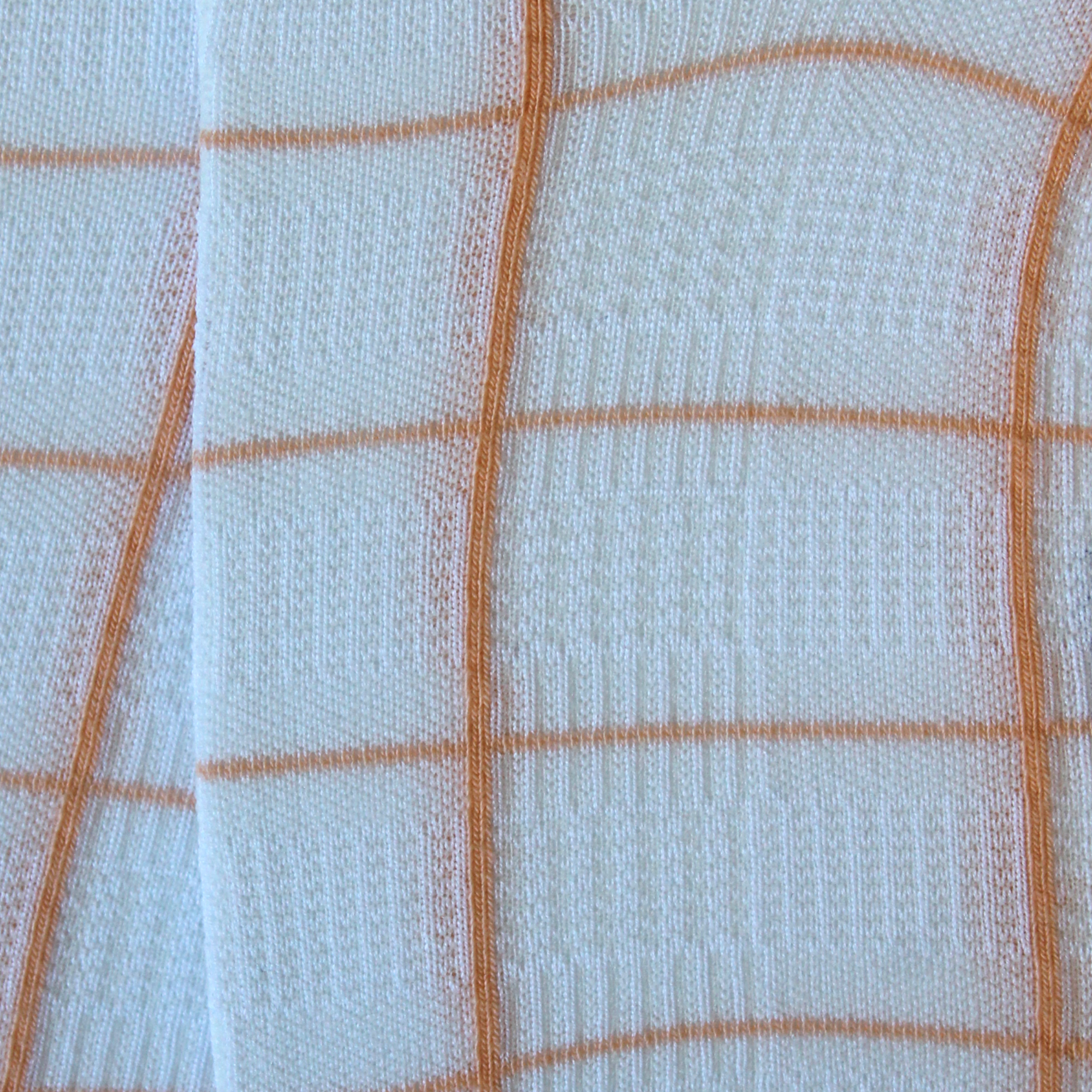 Mini-socquettes en fil d'écosse ajourées Blanc & Orange - Carreaux