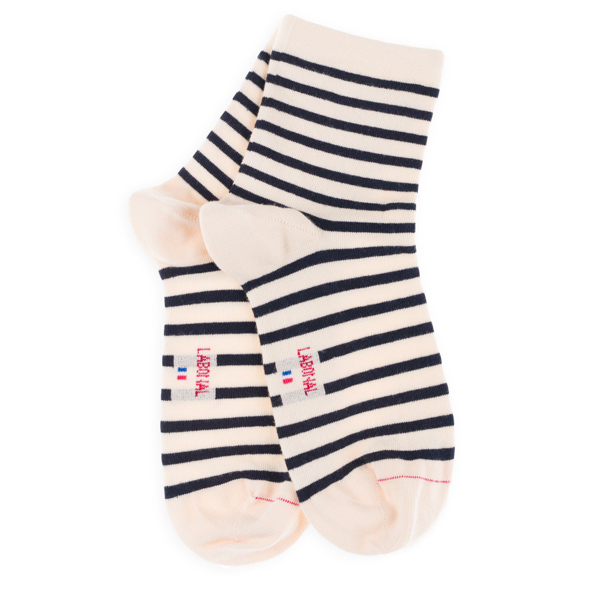 Socquettes en coton Ecru - Rayures marinières