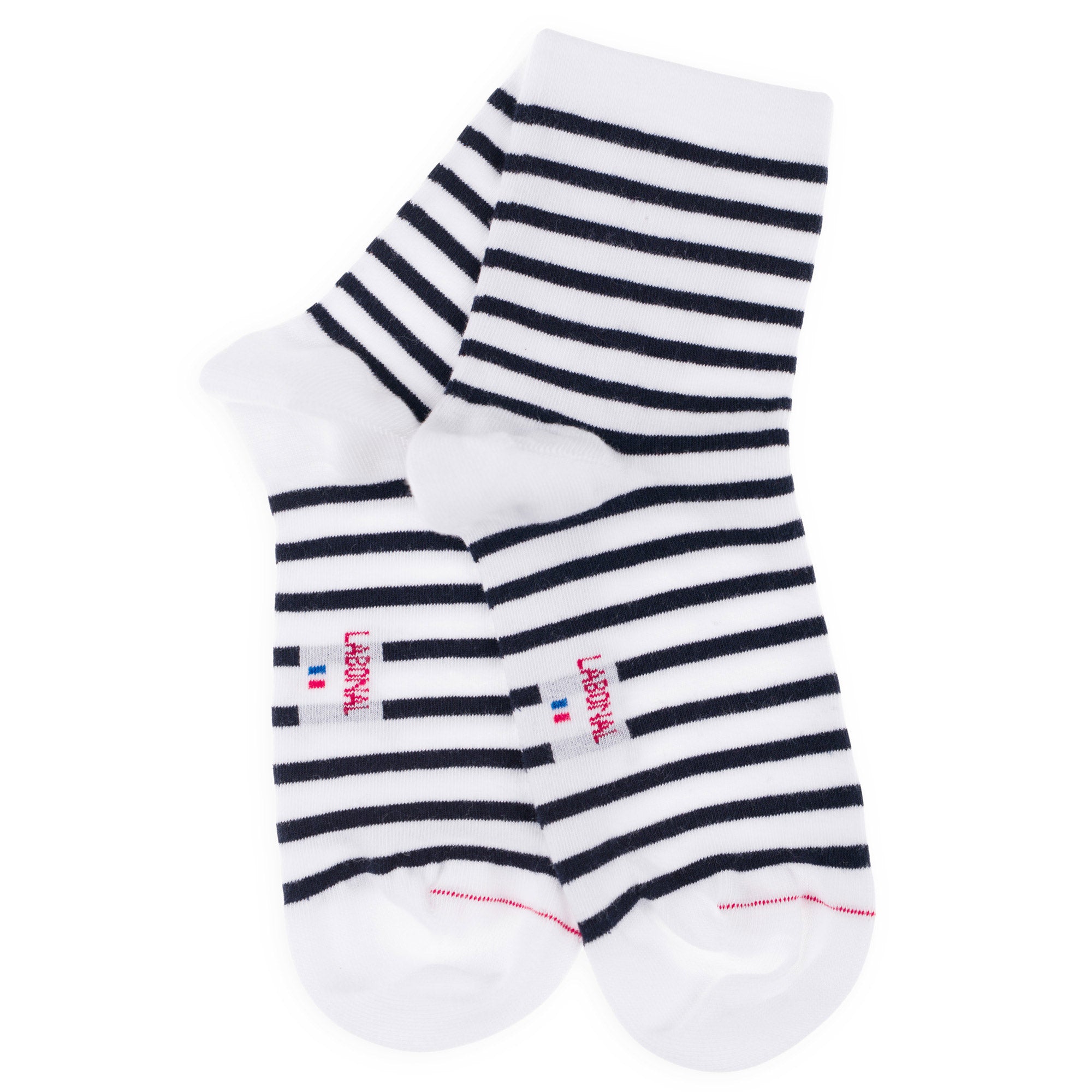 Socquettes en coton Blanc - Rayures marinières