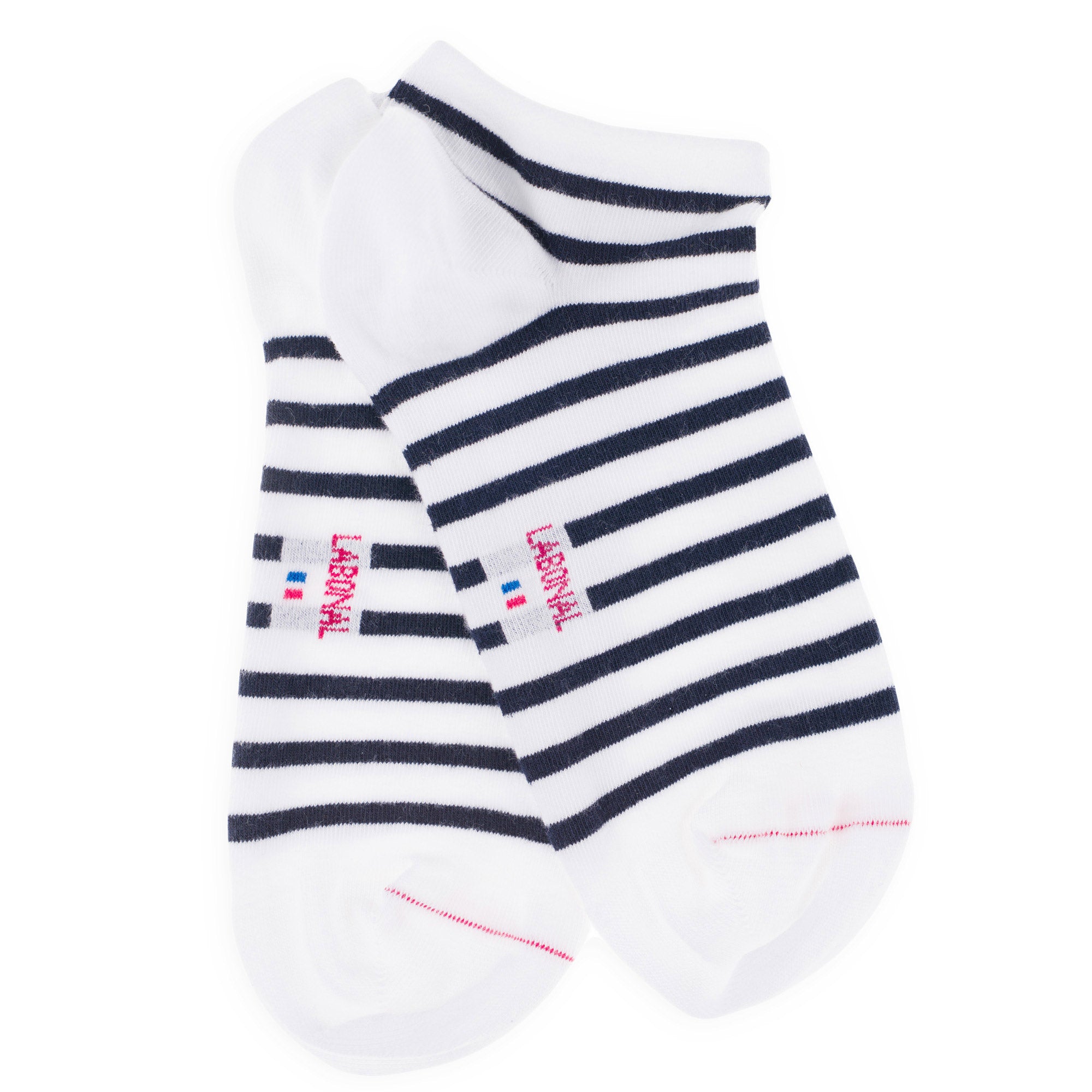 Mini-socquettes en coton blanc - Rayures marinières