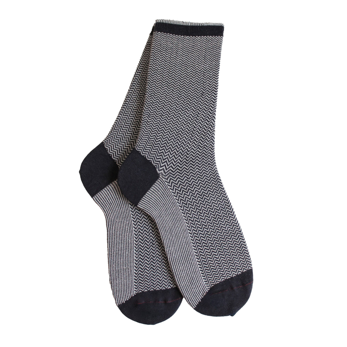Chaussettes laine bleu motif chevrons brillants
