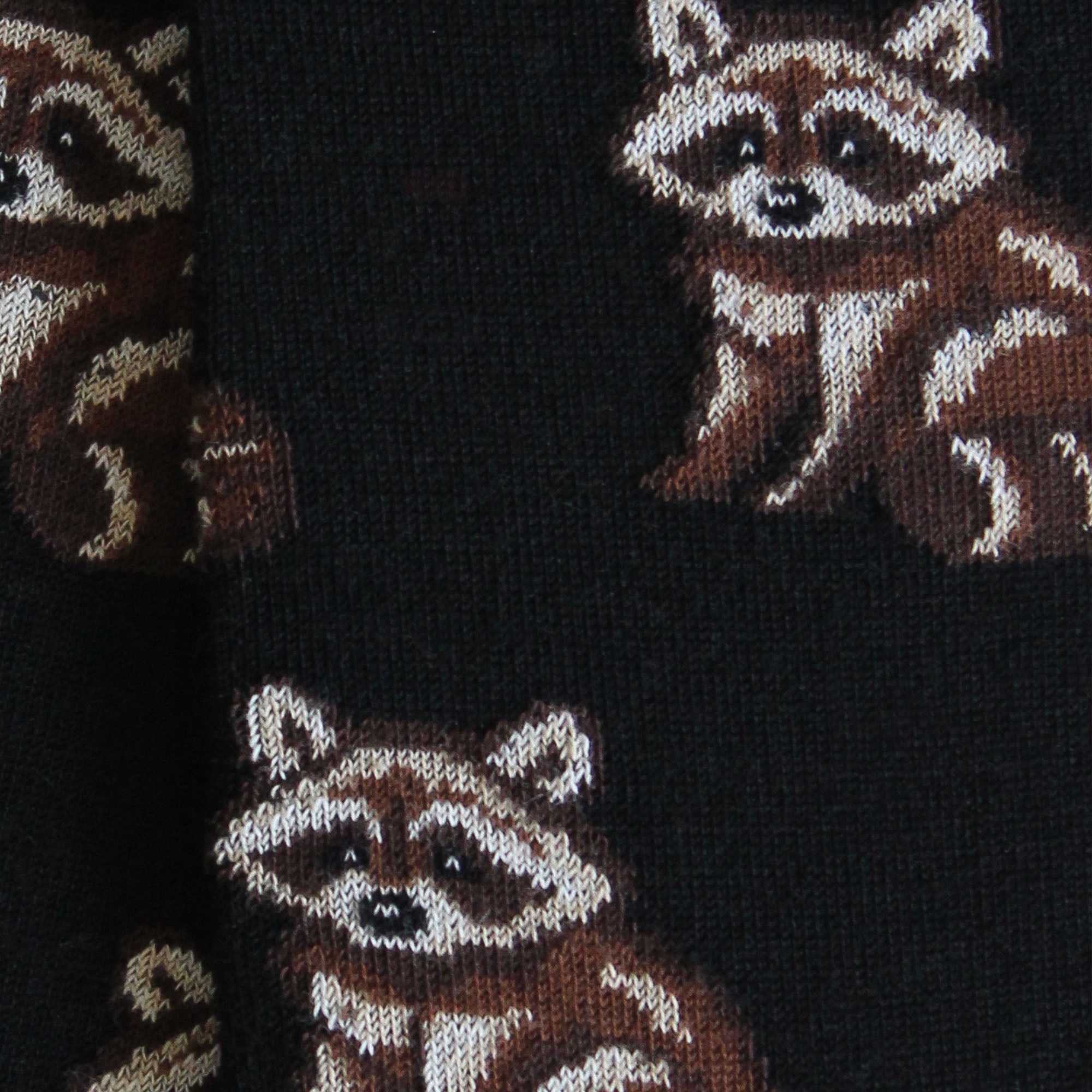 Chaussettes laine noir ratons laveurs