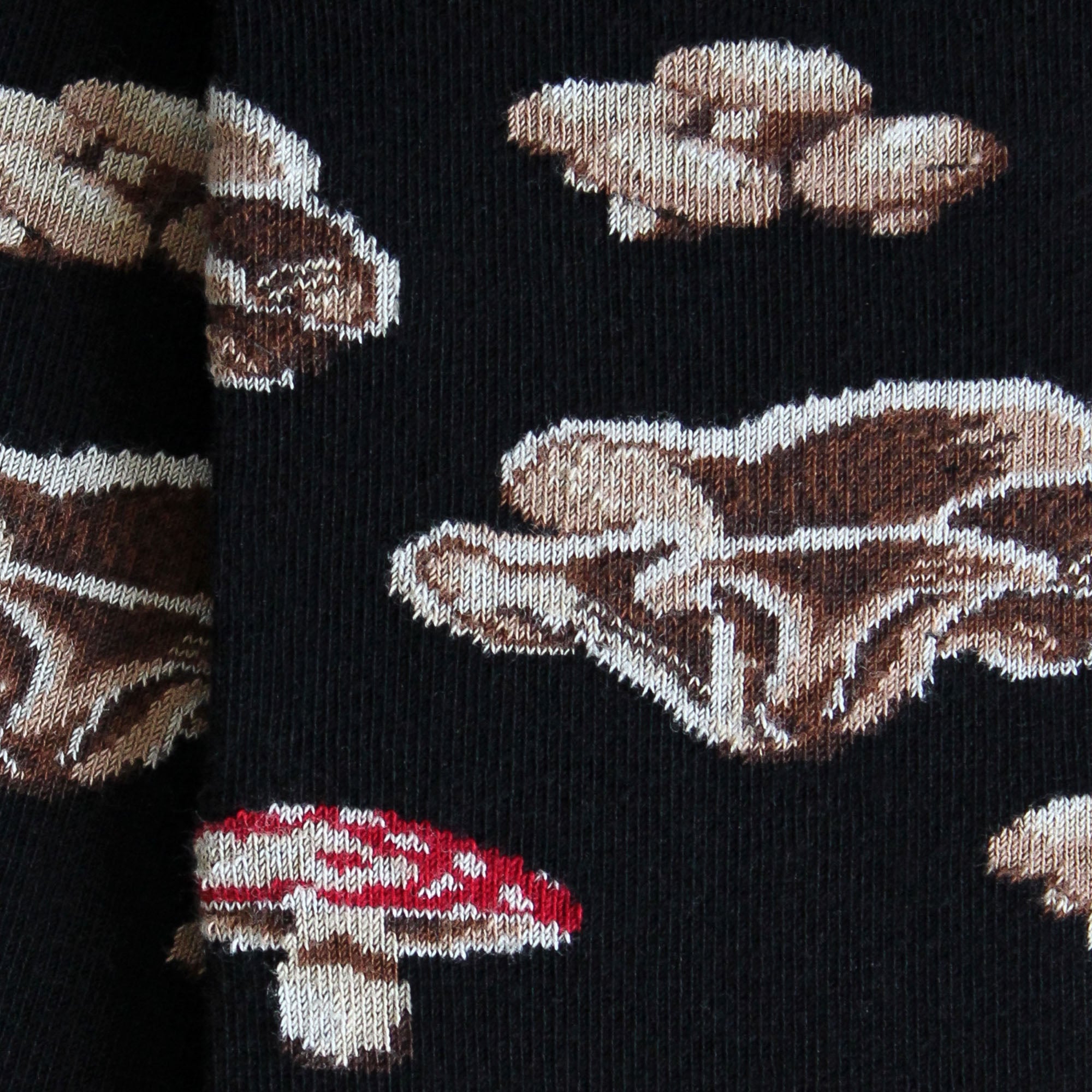 Chaussettes coton noir champignons