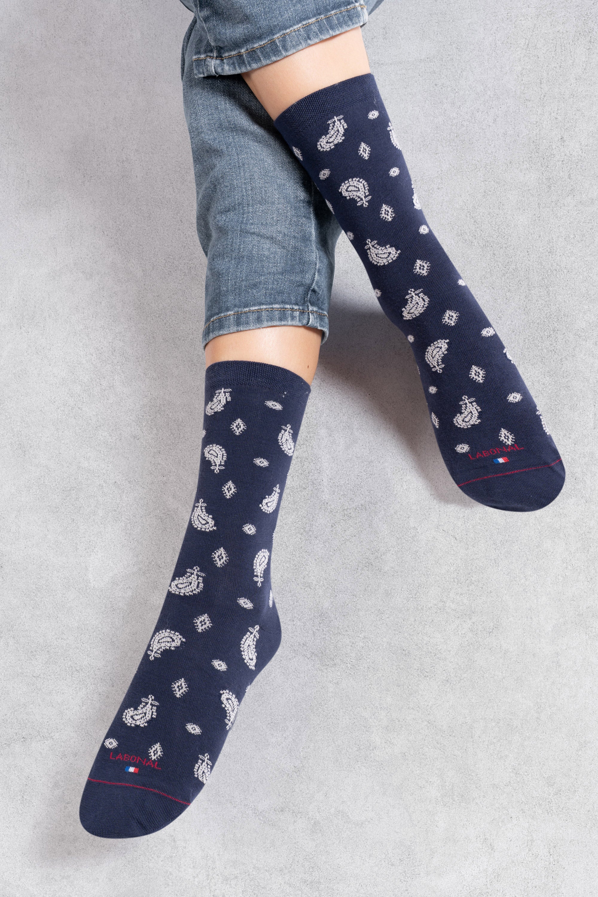Chaussettes en coton Marine - Motifs bandana