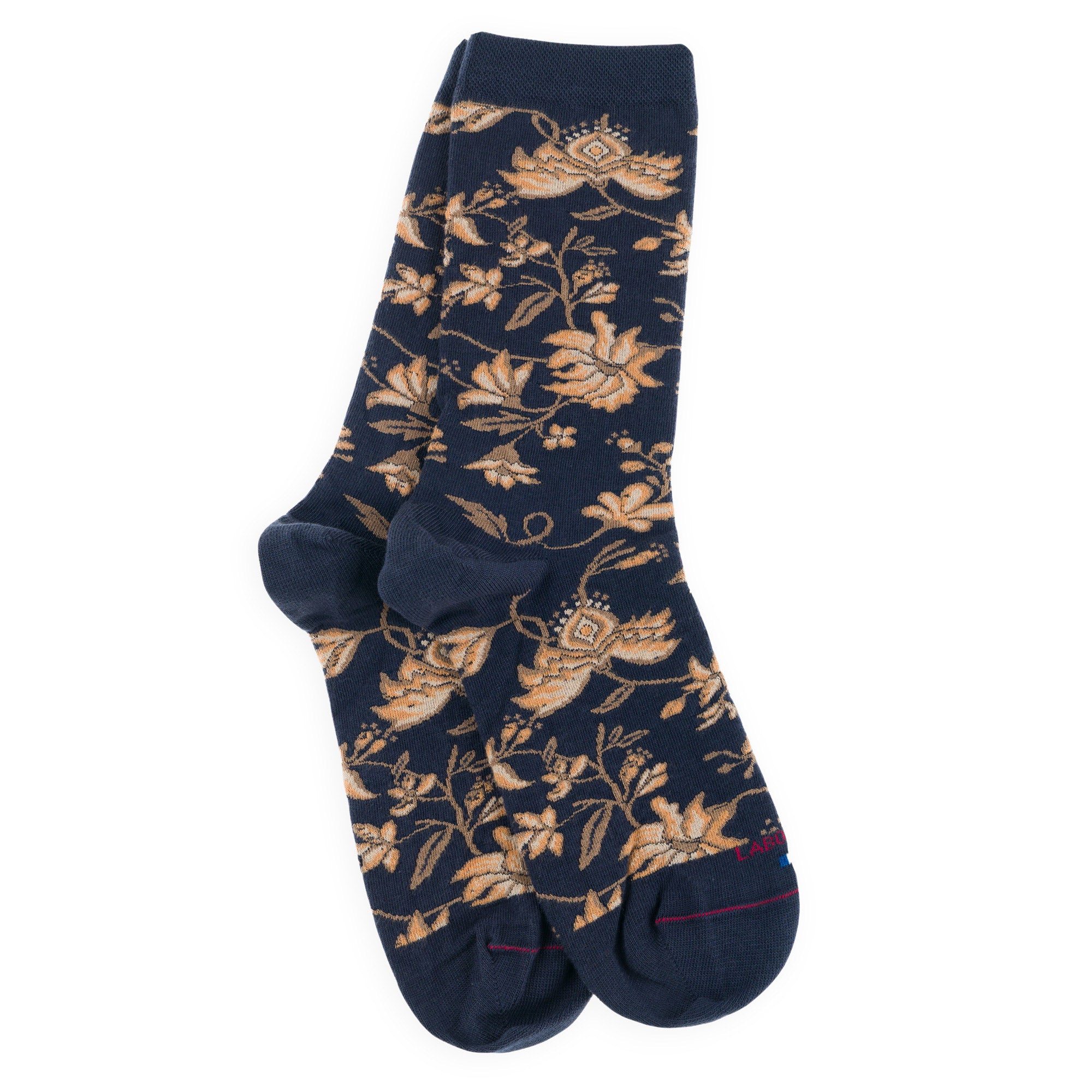 Chaussettes en coton Marine - Motifs fleurs all over