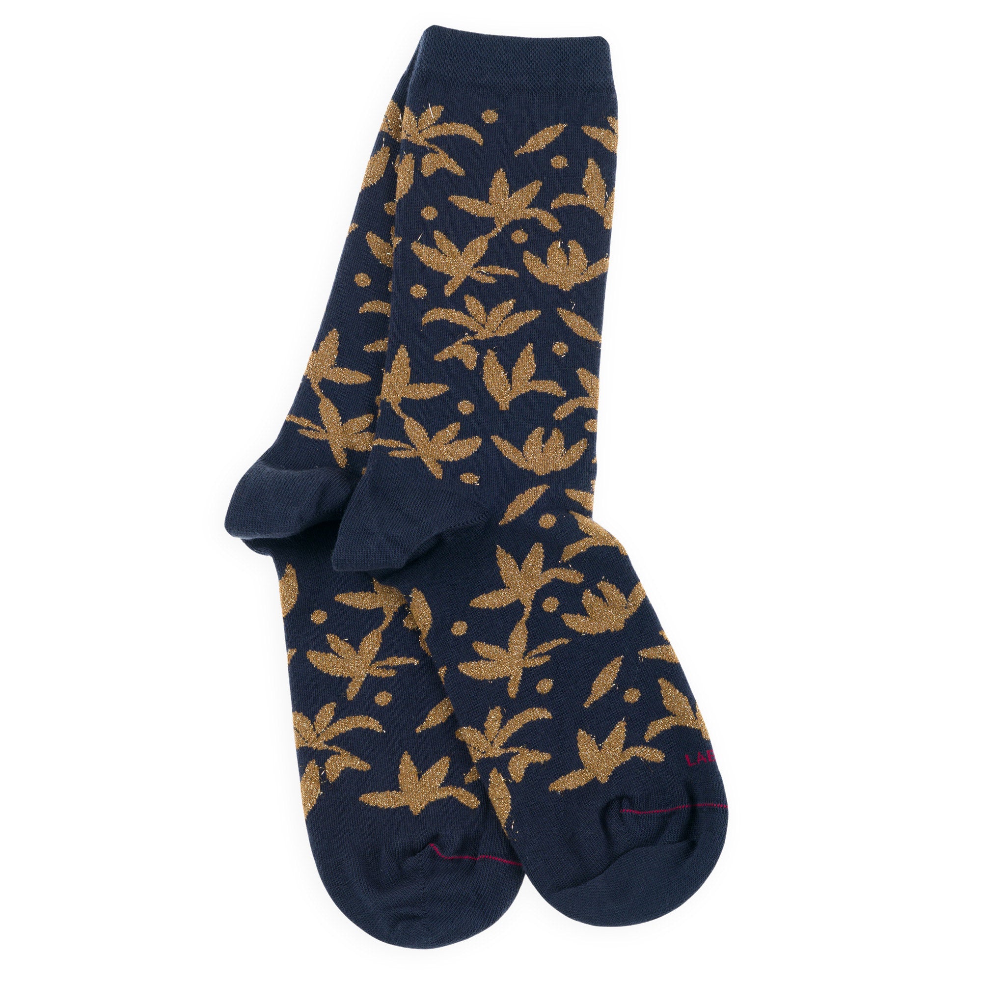 Chaussettes en coton Marine - Motifs fleurs brillantes