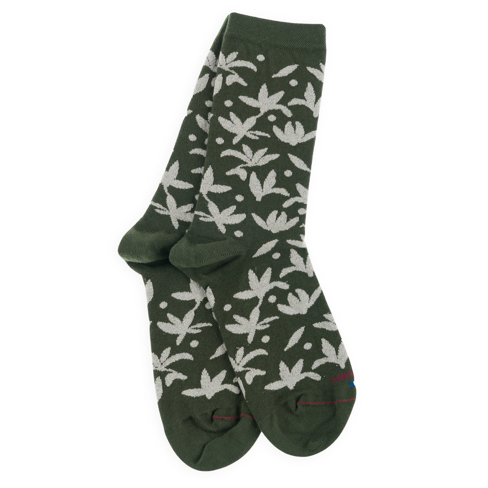 Chaussettes en coton Kaki - Motifs fleurs brillantes