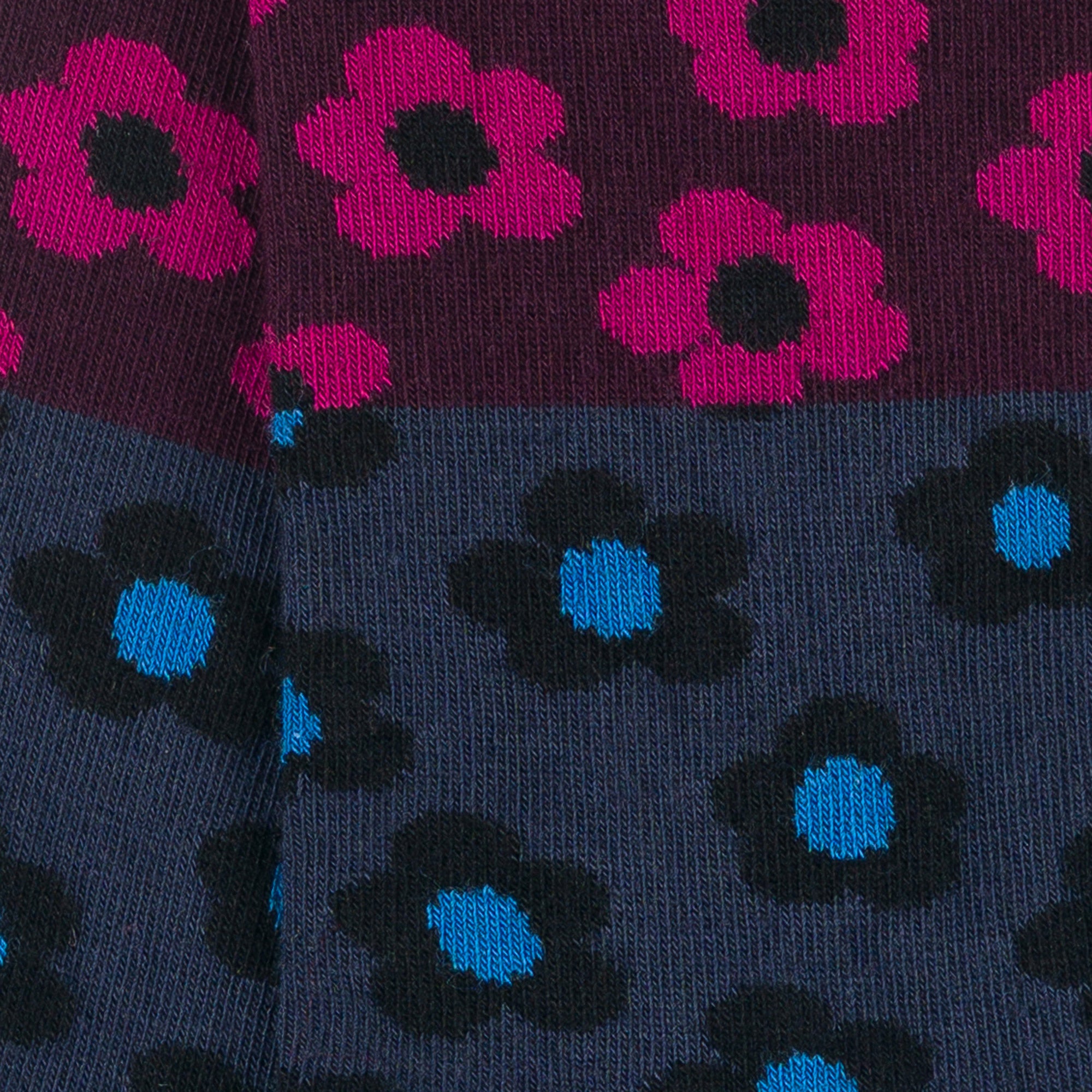 Chaussettes en coton Marine & Violet - Motifs fleurs pop