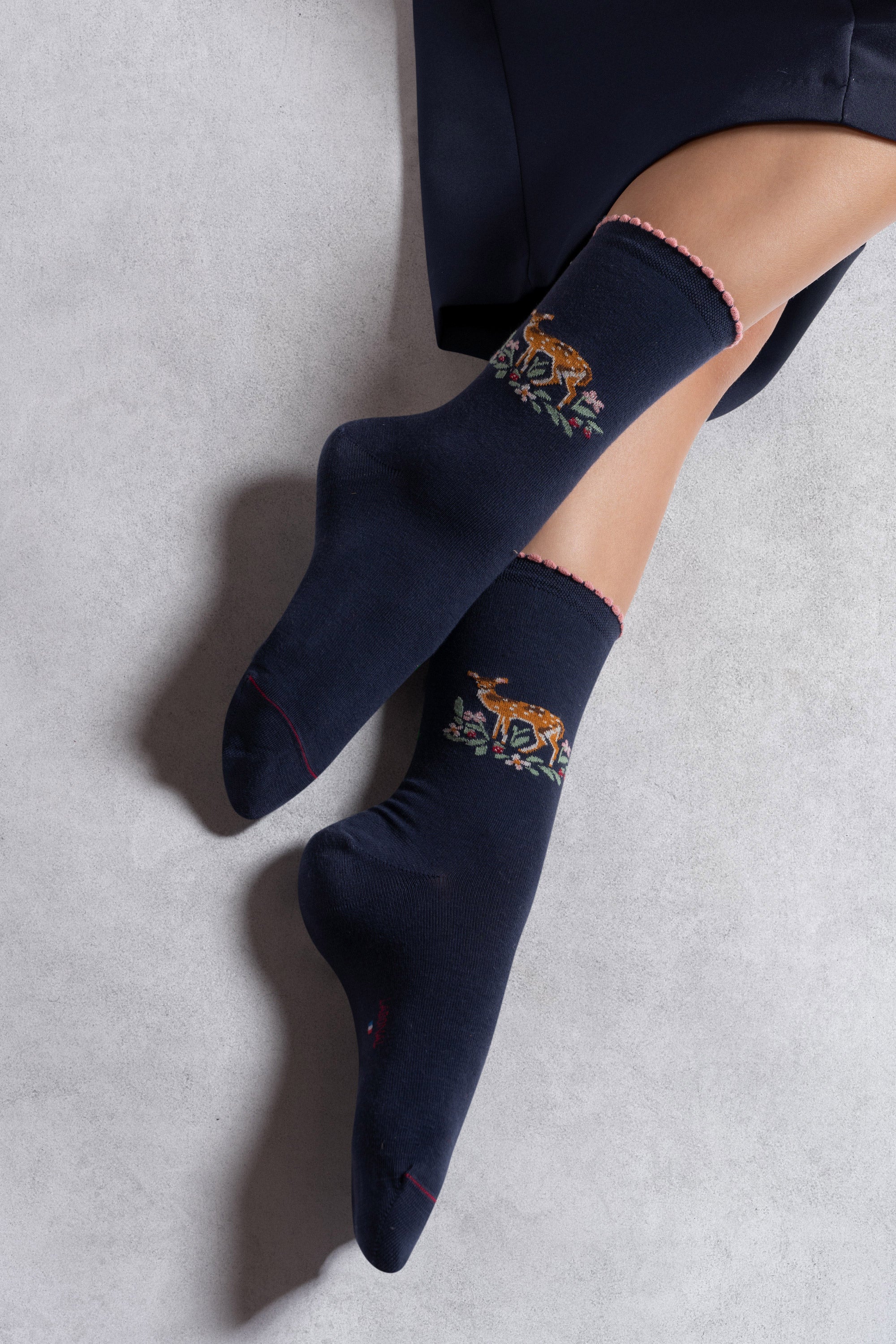 Chaussettes en coton Marine - Motifs faons