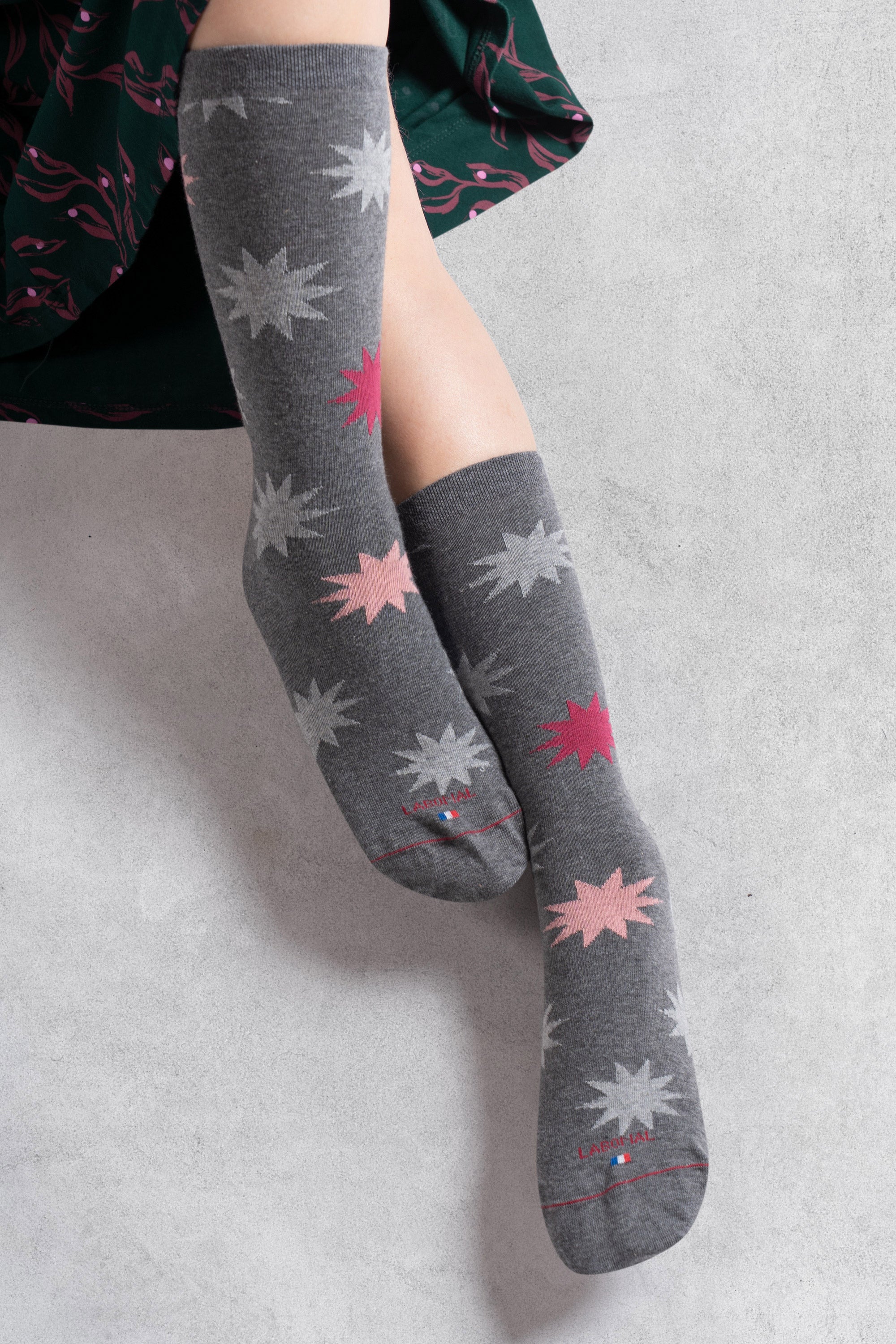 Chaussettes en coton Gris - Motifs étoiles