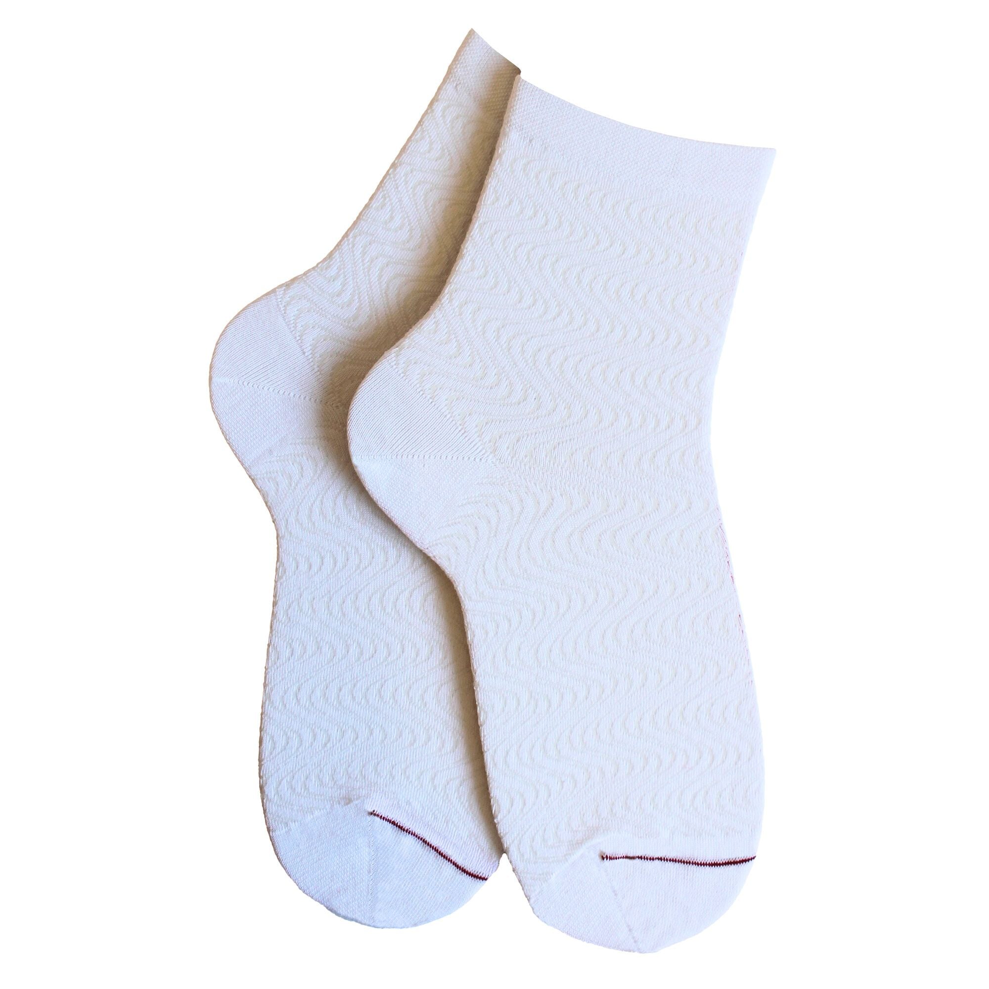 Socquettes en coton ajourées Blanc - Vagues