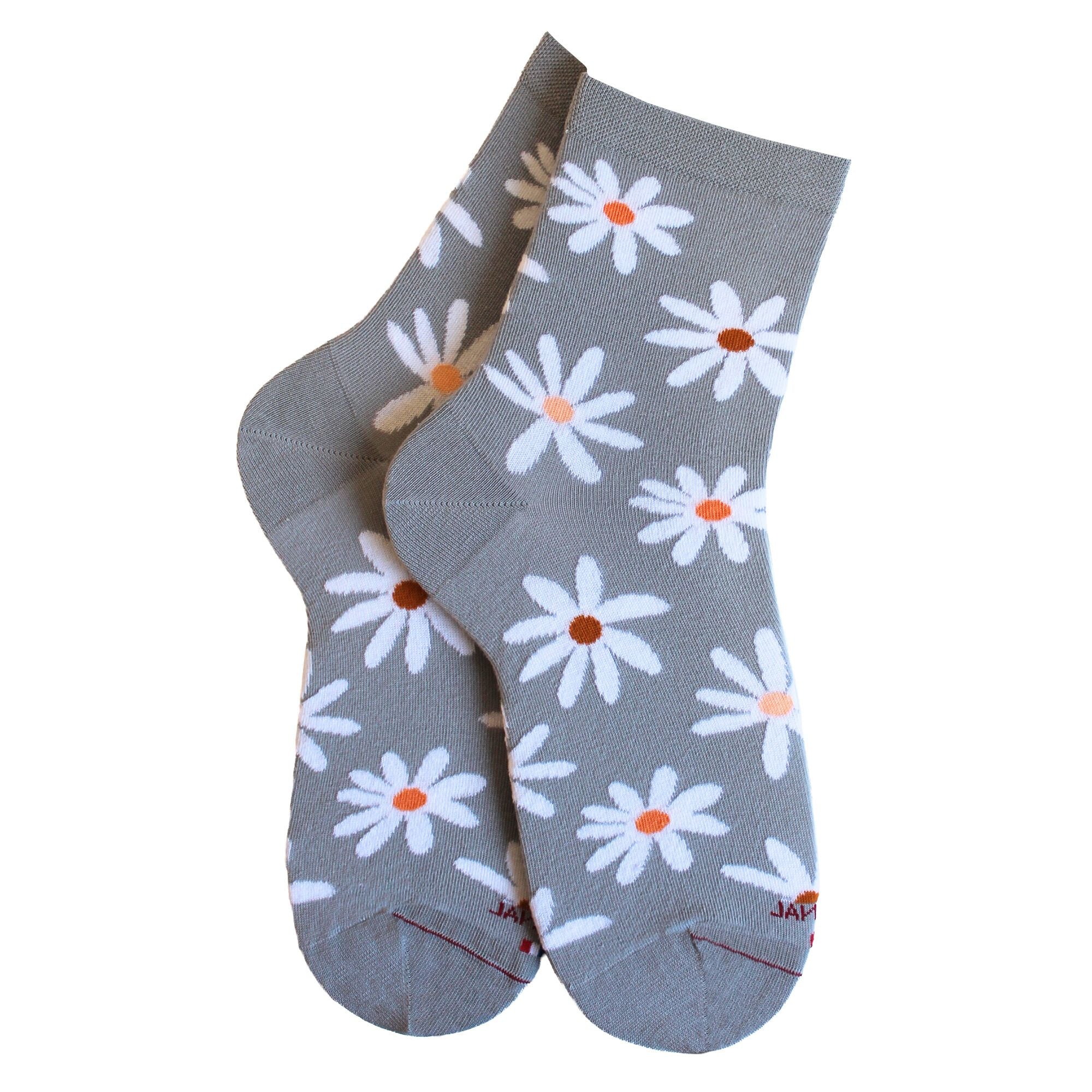 Socquettes en coton Gris medium - Marguerites