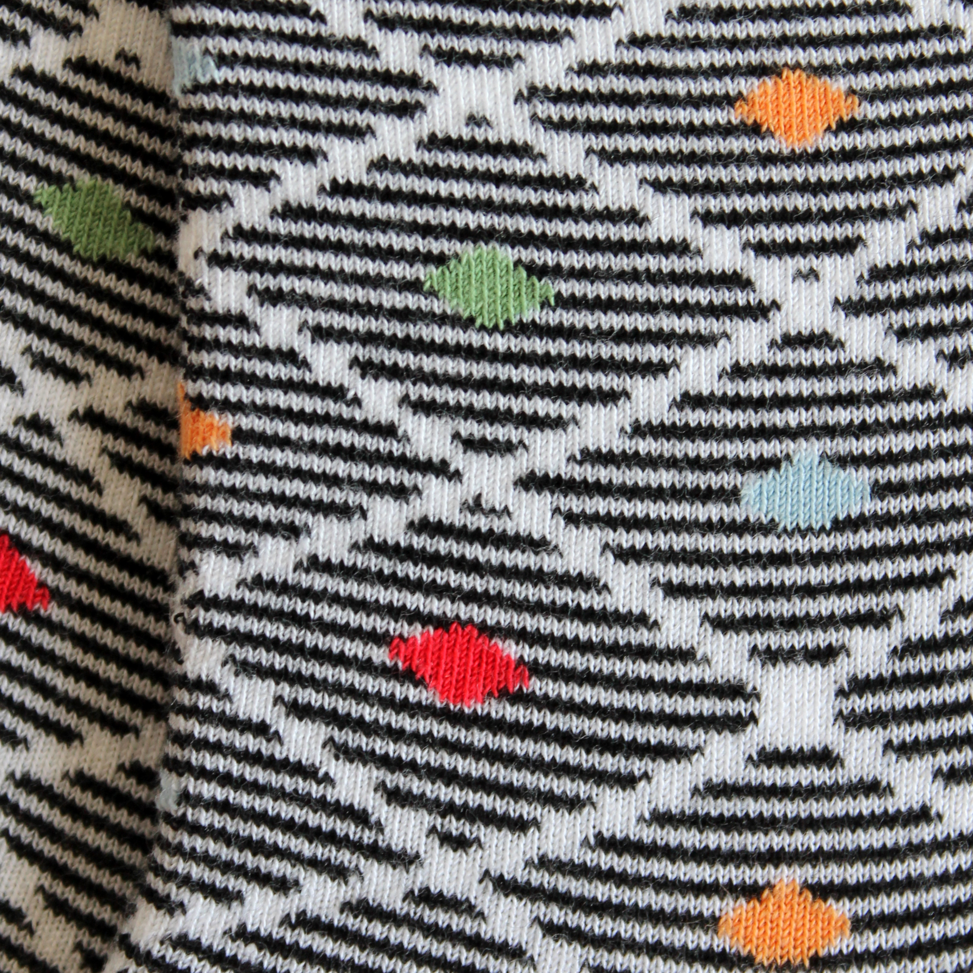 Socquettes en coton Blanc & Noir - Losanges rayés