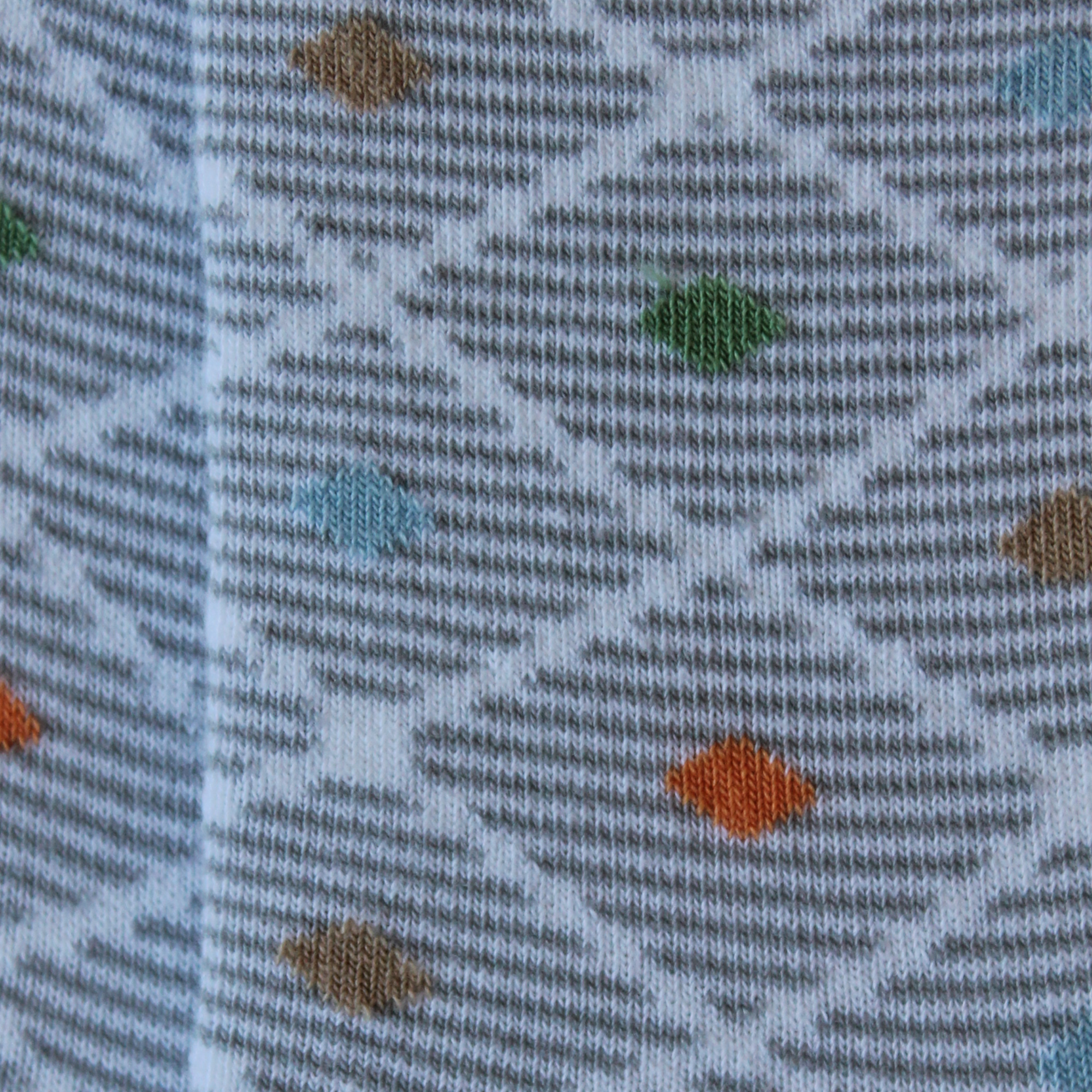 Socquettes en coton Blanc & Gris - Losanges rayés