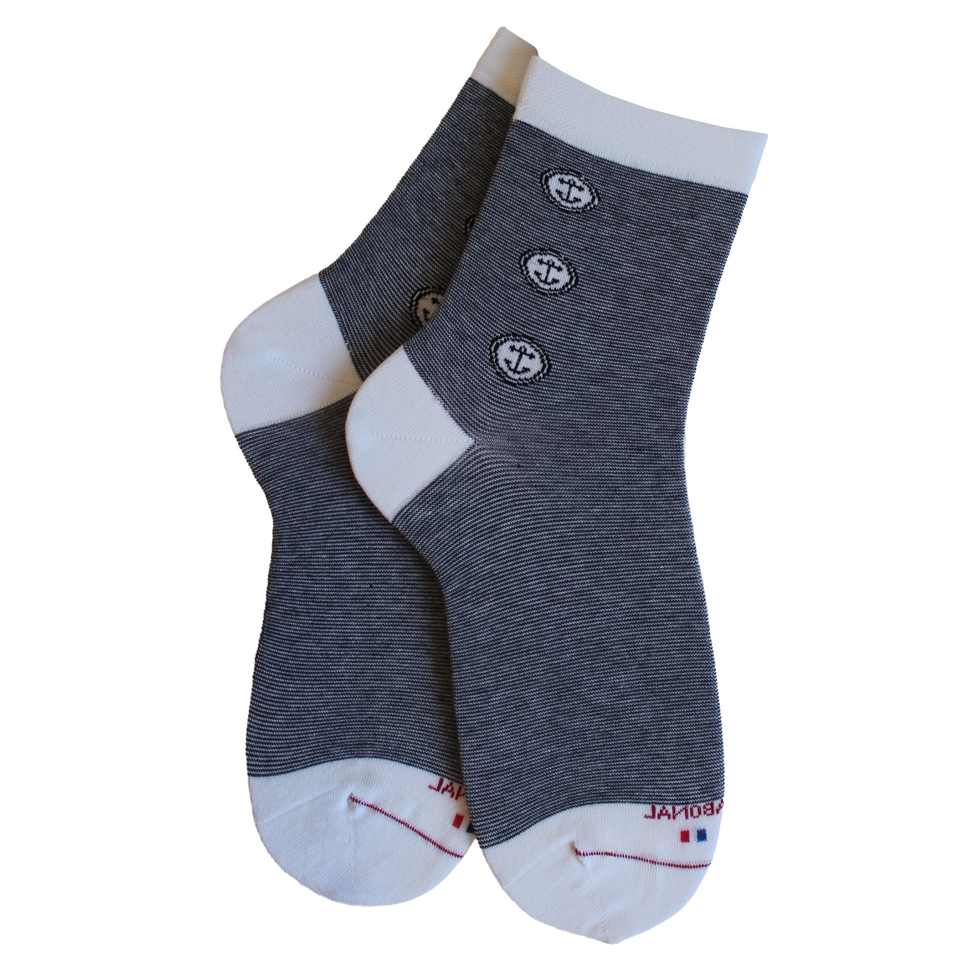 Socquettes en coton Marine - Rayure et boutons