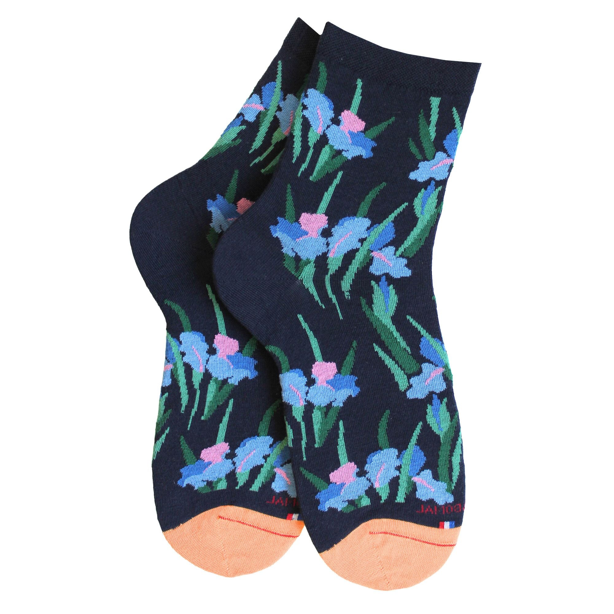 Socquettes en coton Marine - Fleurs abstraites