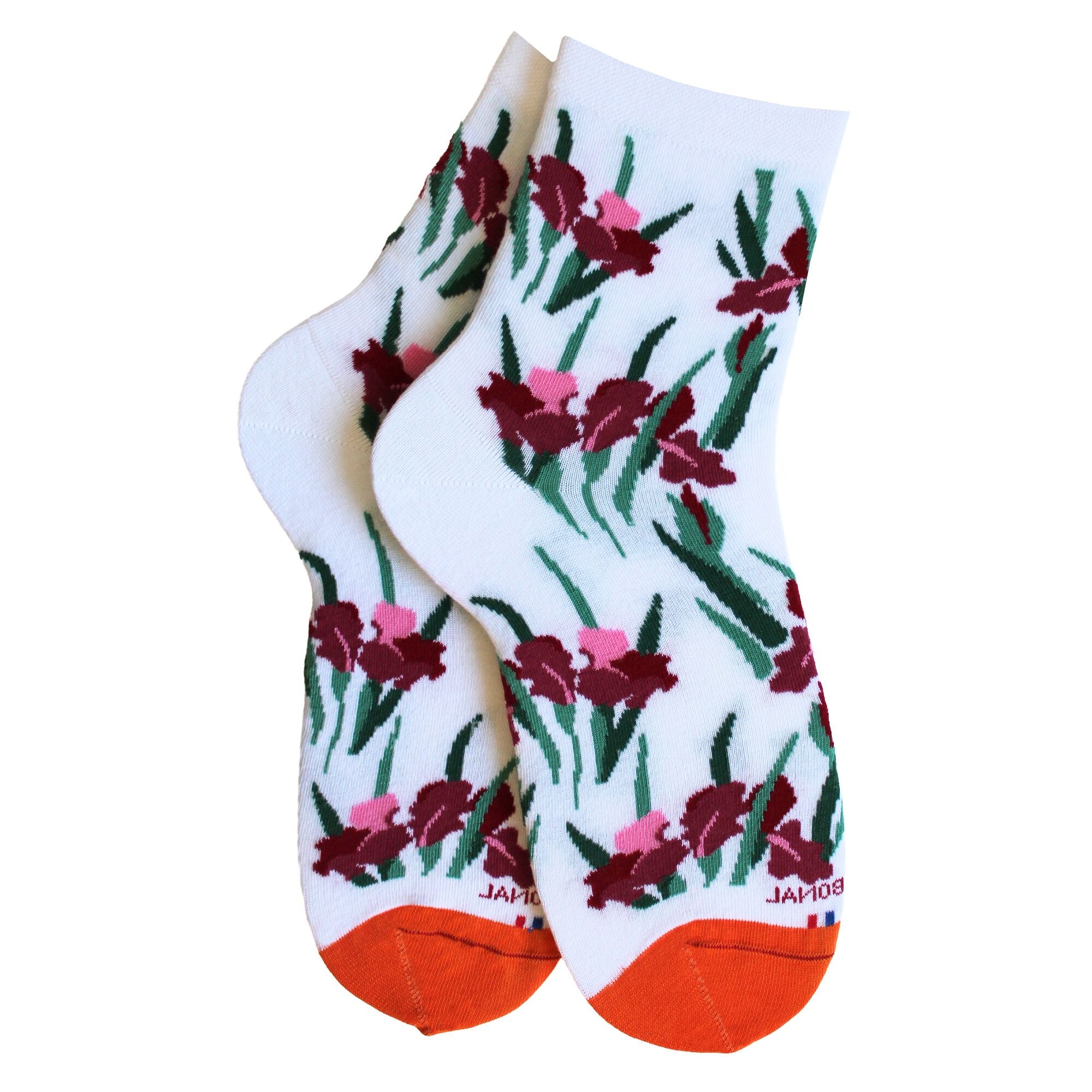 Socquettes en coton Blanc - Fleurs abstraites