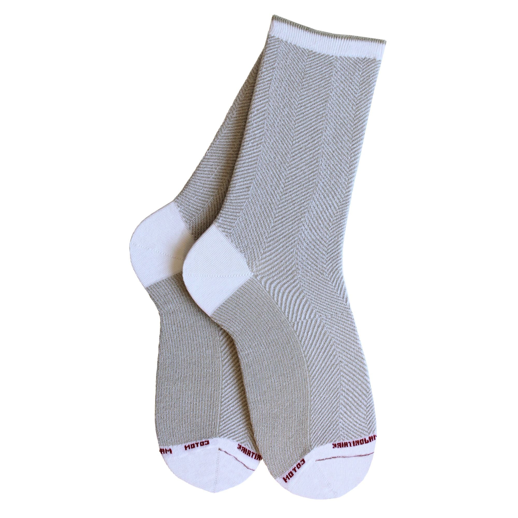 Chaussettes en coton Blanc - Jacquard brillantes
