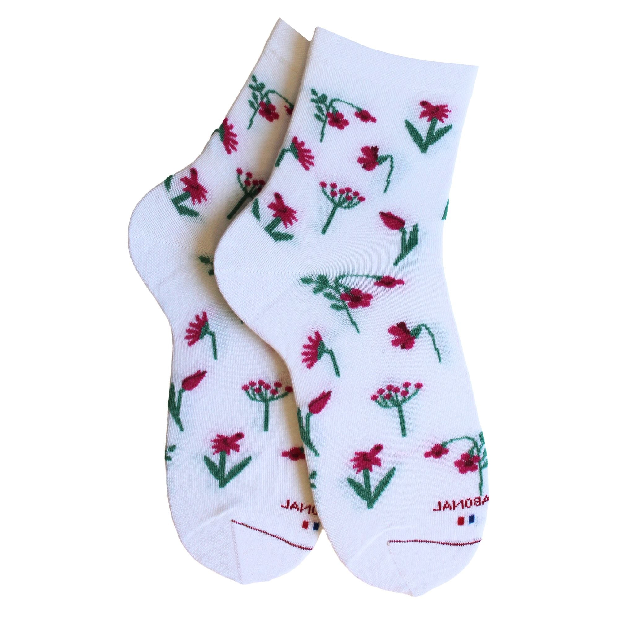 Socquettes en coton Blanc - Fleurs des champs